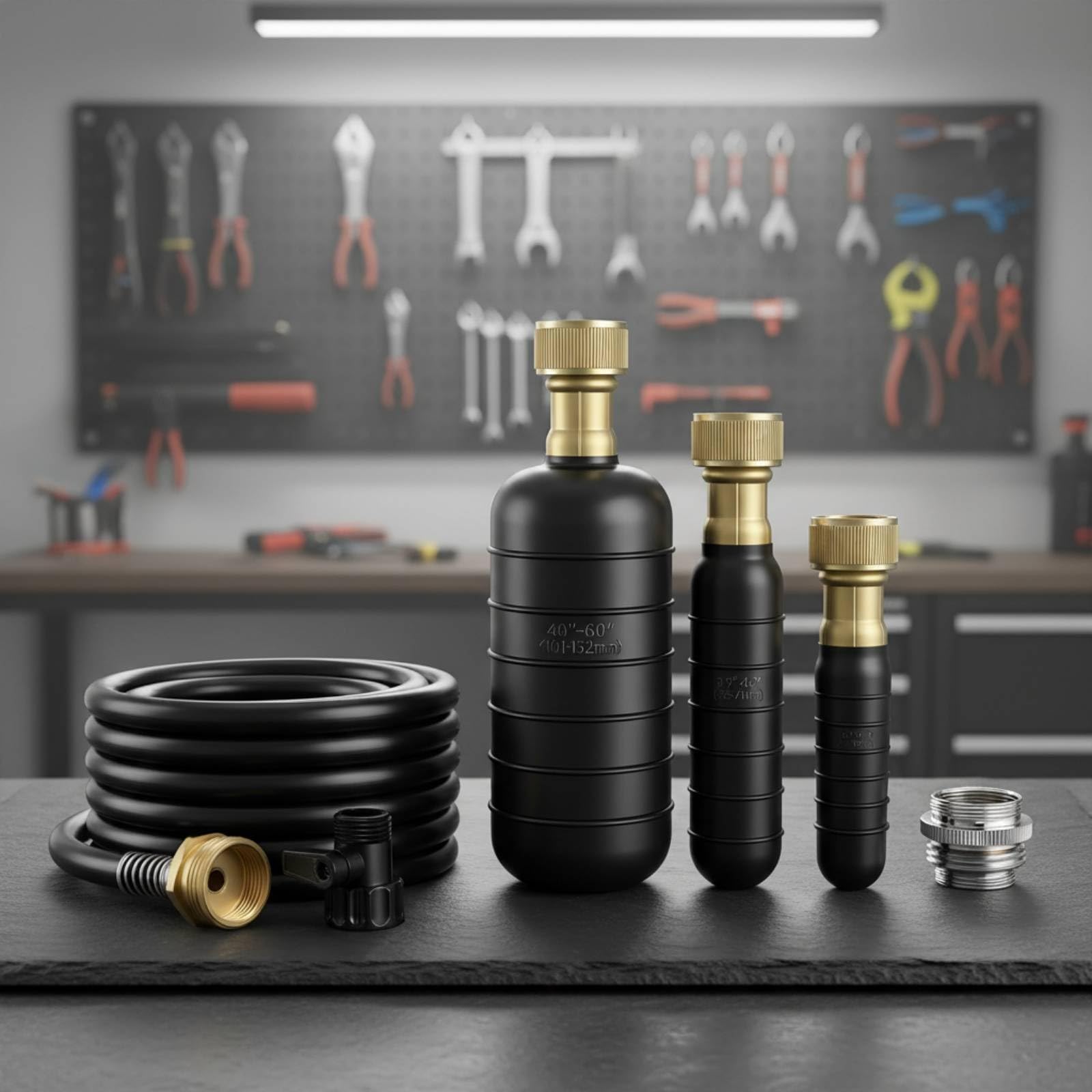MagiDeal Ensemble Tuyau Vidange Compact avec Raccords Filetés en Laiton et Vanne d'Arrêt pour Connexion Robinet et Usage Dans la Salle d'Eau, Vert