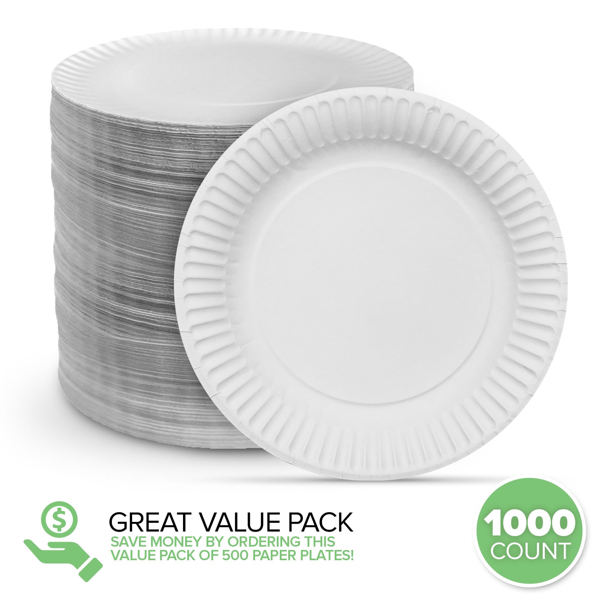 Stock Your Home Pappteller, unbeschichtet, Einweg-Teller, Dessertteller, 15,2 cm, Weiß, 1000 Stück