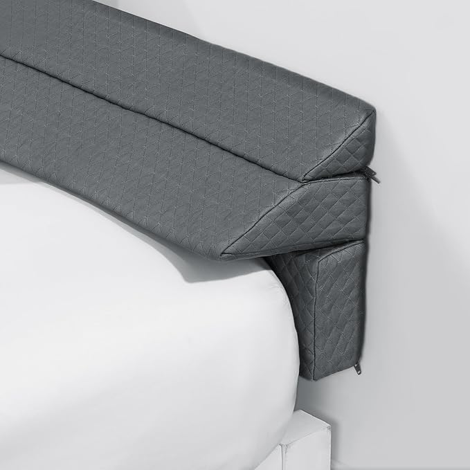 HOMBYS Bed Wedge Pillow for Headboard,Bed Gap Filler King Size,Headboard & Mattress Gap Filler,Bed Wedge Gap Filler,High Density Foam Bed Crack Pillow Between Bed and Wall,Dark Grey