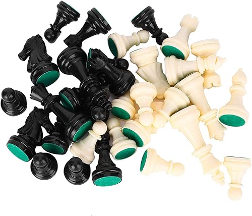 Dioche Solo piezas de ajedrez de plástico, 32 piezas de ajedrez, juego de ajedrez internacional completo para tablero de ajedrez, reemplazo de