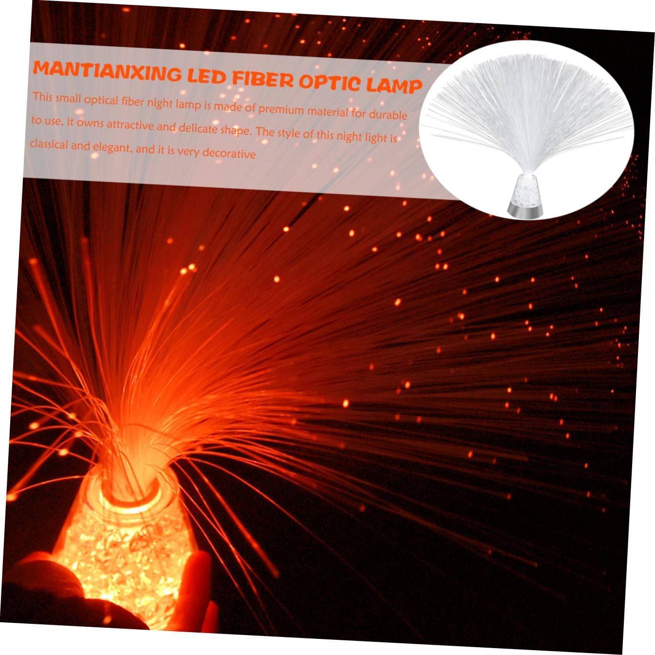 NUOBESTY Chic Fiber Optic Table Lamp with Remote Control Unique LED Decorative Night Light for Home Desk Decor Simple Design with Gentle Lighting Durable Plastic Material for Bedroom and