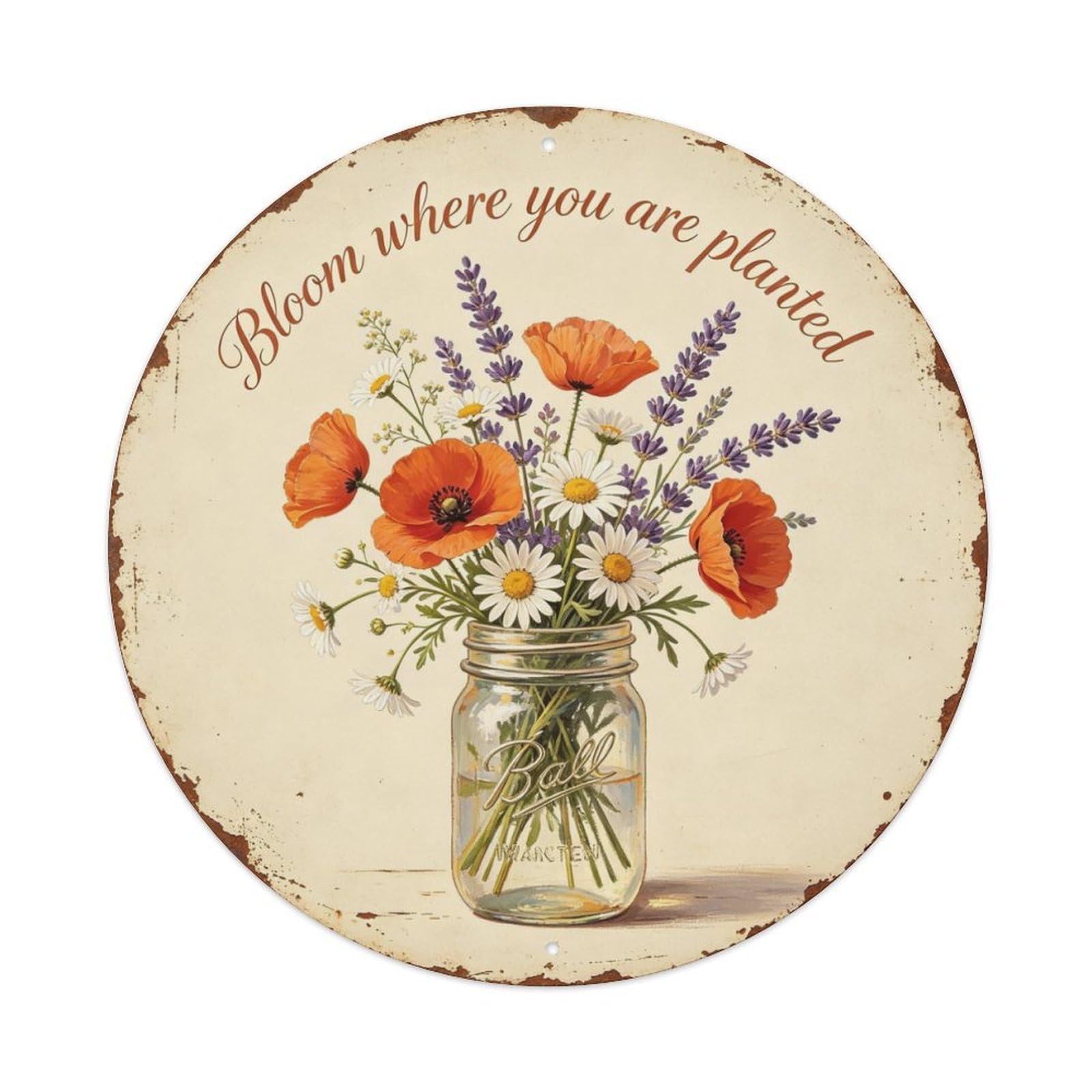 Vintage_bloom_round_tin Metal Tin Sign Plaque