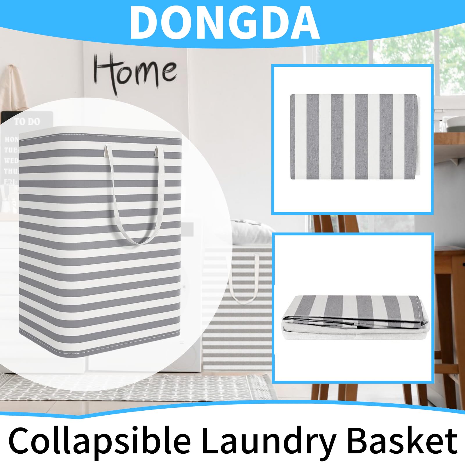 Cesto para Ropa Sucia, 75L Bolsas Cestos para la Colada Plegable Bolsas de Lavandería Grande Cesto Ropa Sucia, Impermeable Canasta de Lavandería para Cuarto de Lavado Baño, Gris (A)