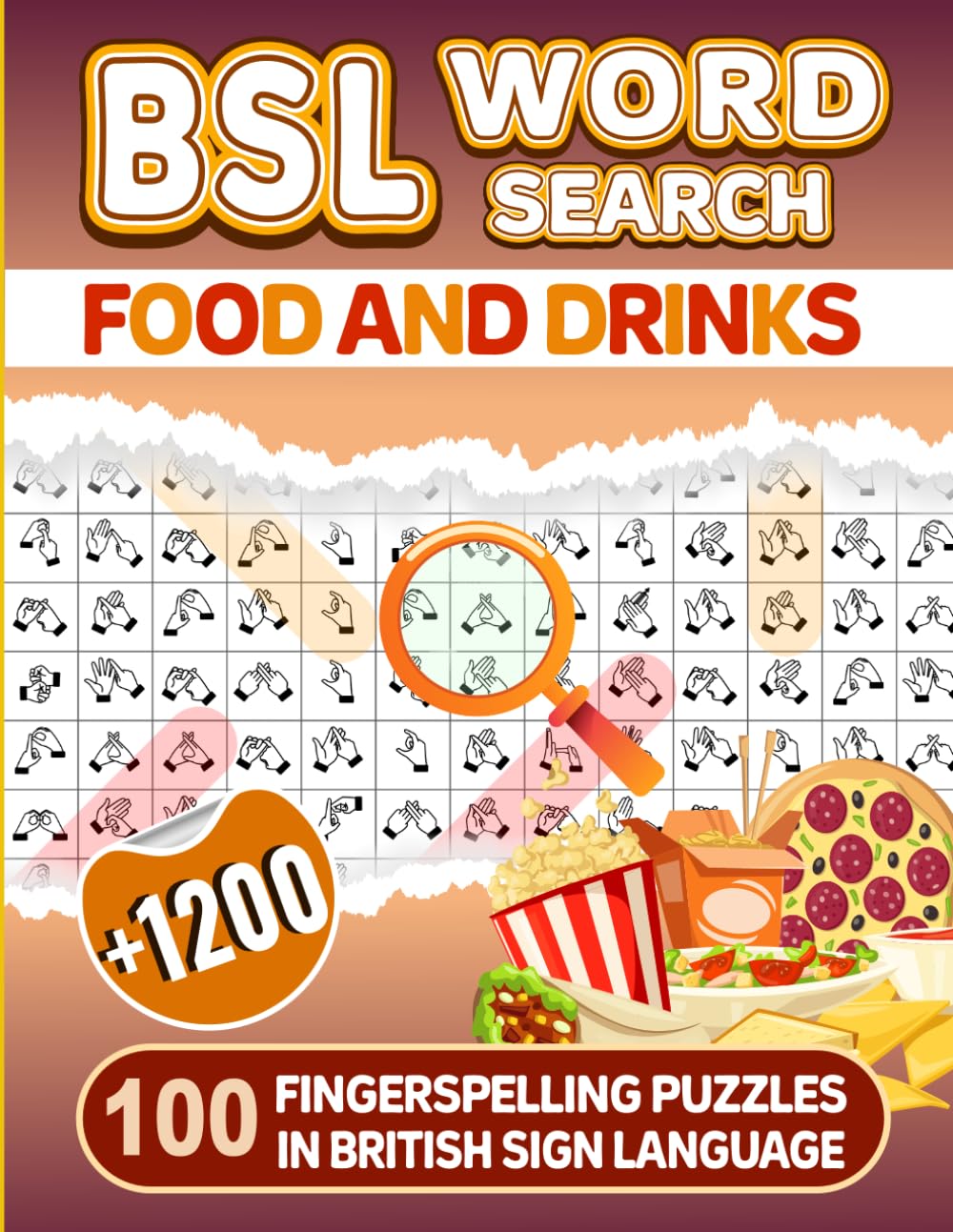 BSL Food and Drinks Word Search - 100 Fingerspelling Puzzles In British Sign Language