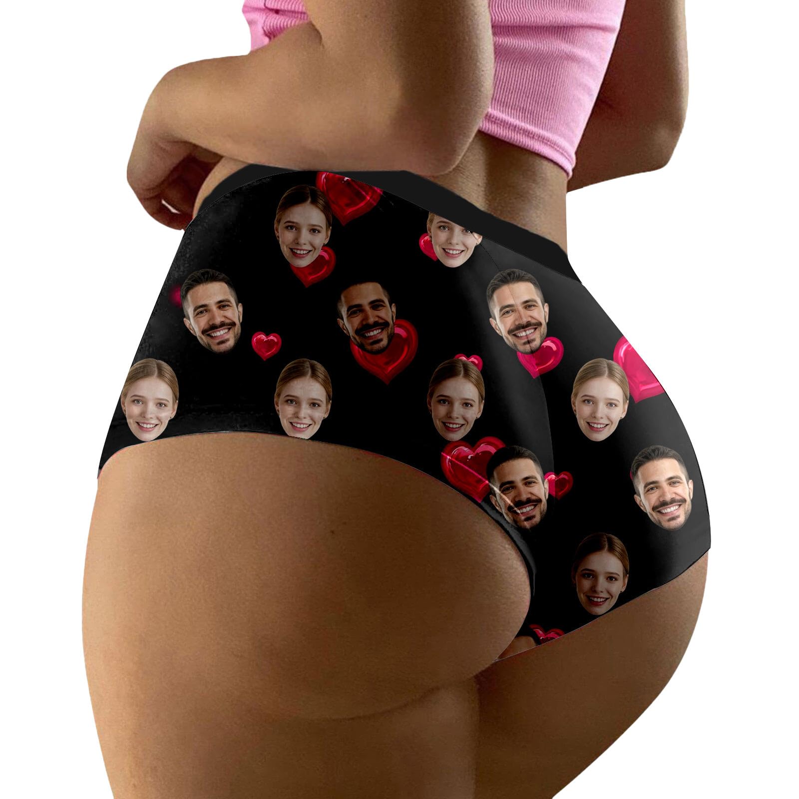 Custom Women's G-Strings Thongs & Tangas with Photo Face Personalized Bikini Panties Underpants Knickers Customised Gifts for Valentine's Day