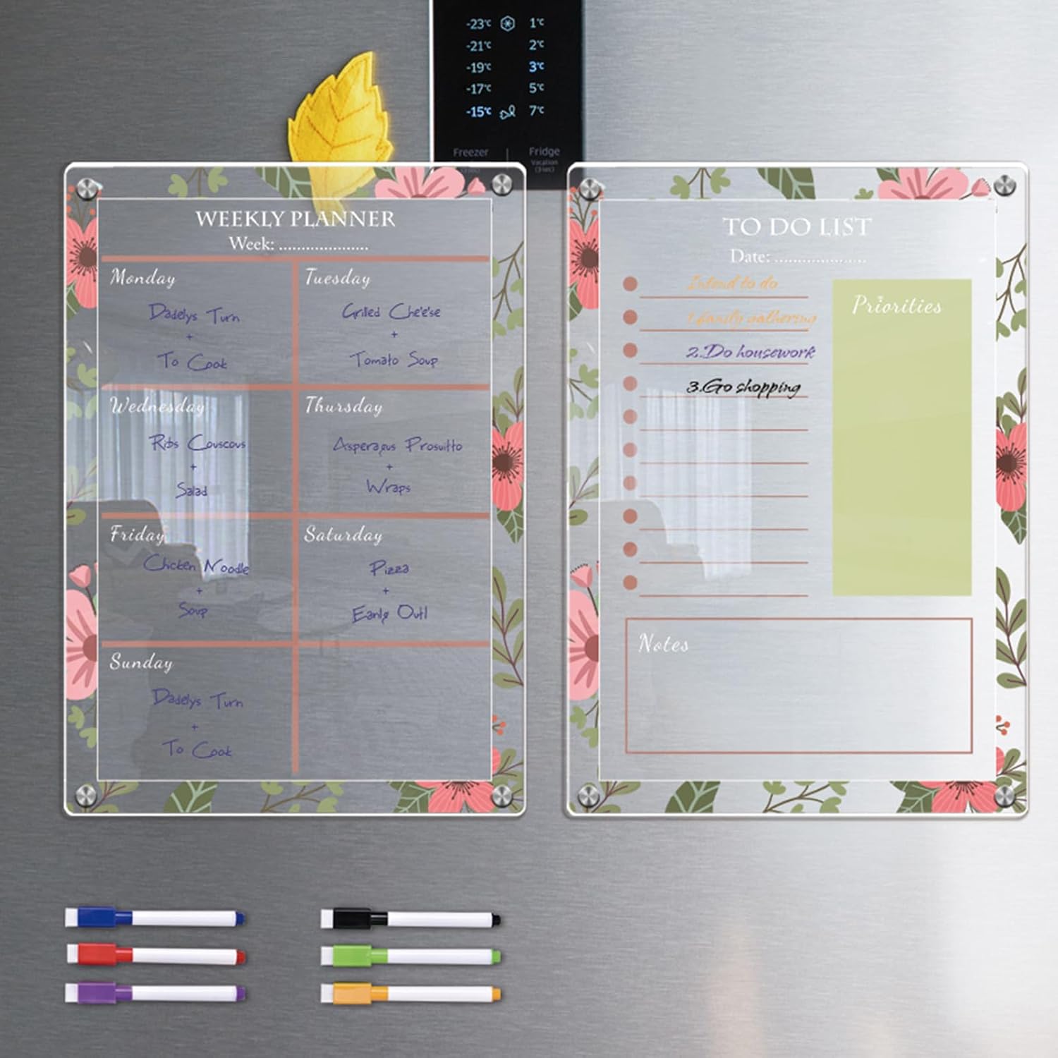 Acrylic Dry Erase Board for Fridge, Set of 2 Dry