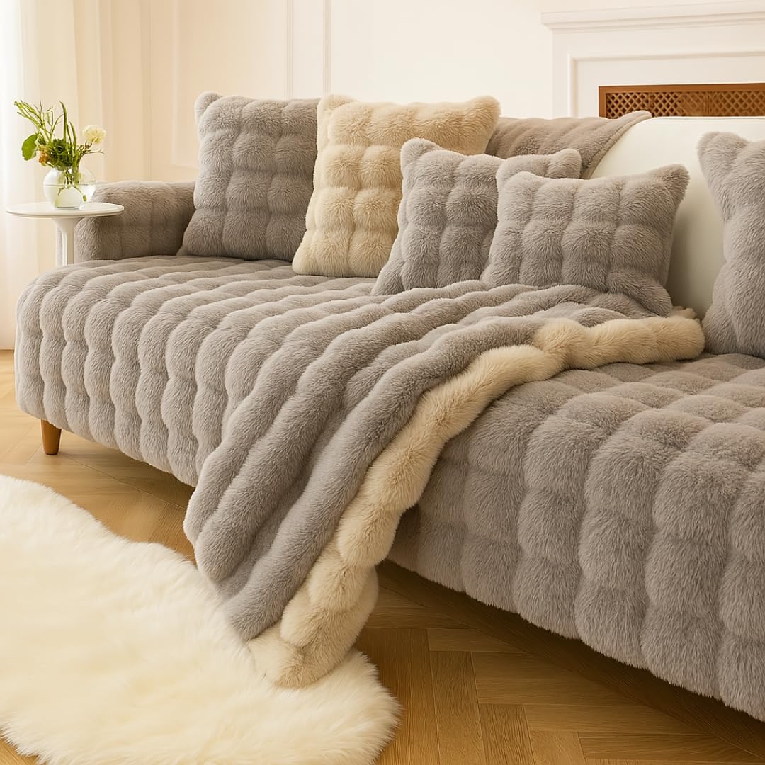 DreamNest Veta Housse de Canapé Fausse Fourrure 70x90cm Polyester Antidérapante