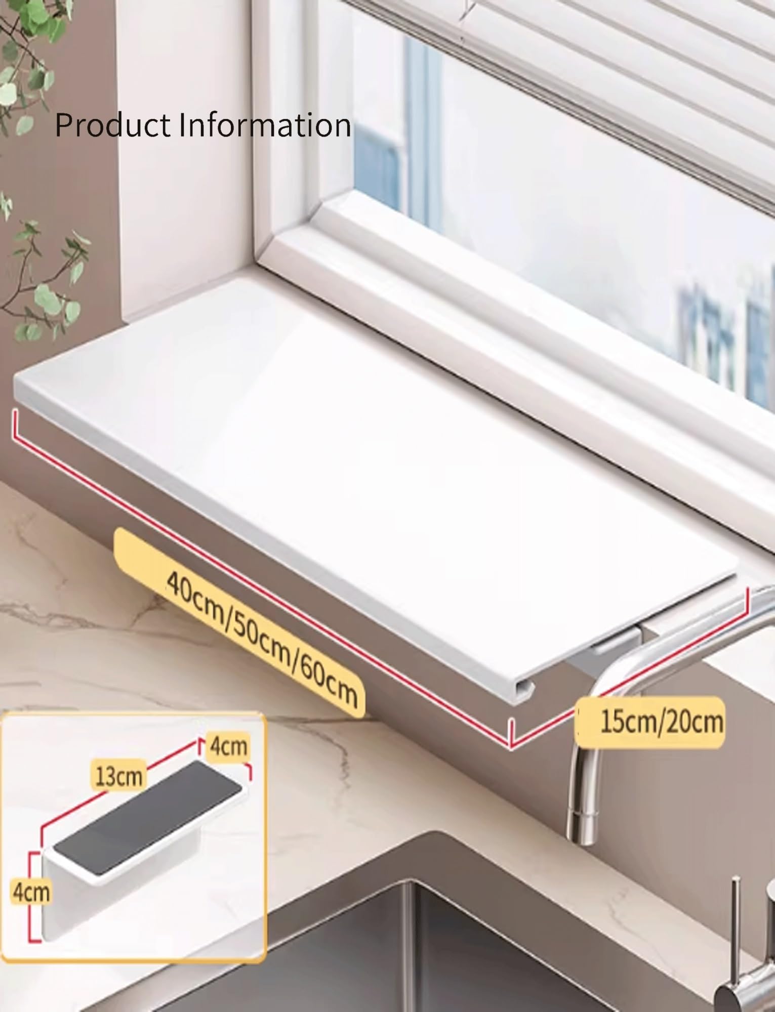 Estensore per davanzale della finestra, mensola per piante, piano di lavoro, con base magnetica, per cucina, bagno, ufficio, organizzazione