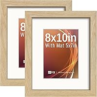 Vista 80 de VCK Paquete de 2 portarretratos de 8 x 10 pulgadas, roble natural, madera de alta gama con vidrio templado, para fotos de 5 x 7 pulgadas