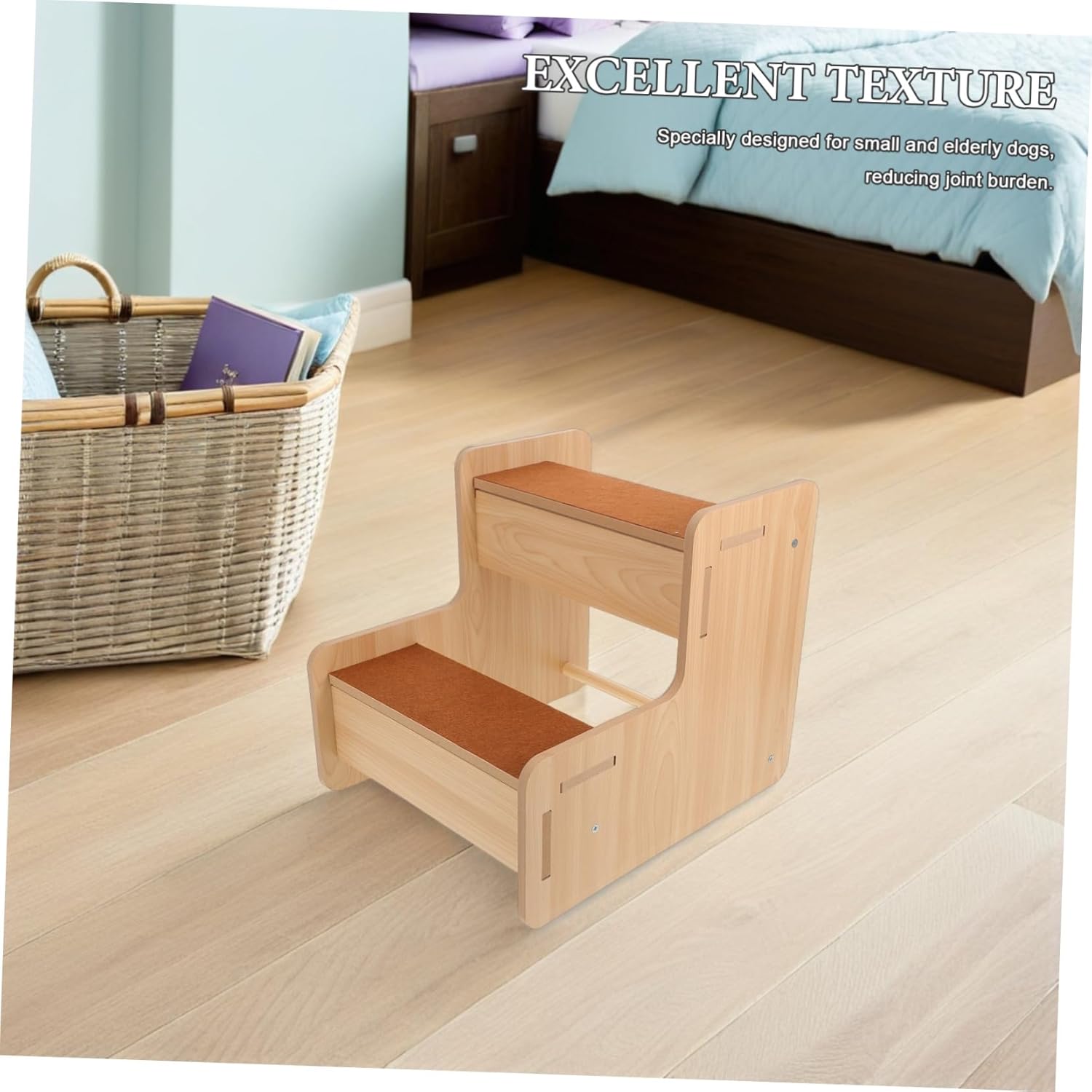 POPETPOP Non-Slip Pet Ramp for Bed Sofa Couch Tall Puppy Steps Ladder Comfortable All-Season Dog Stairs for Small Dogs and Elderly Cats Indoor Household Nonslip Safety Staircase