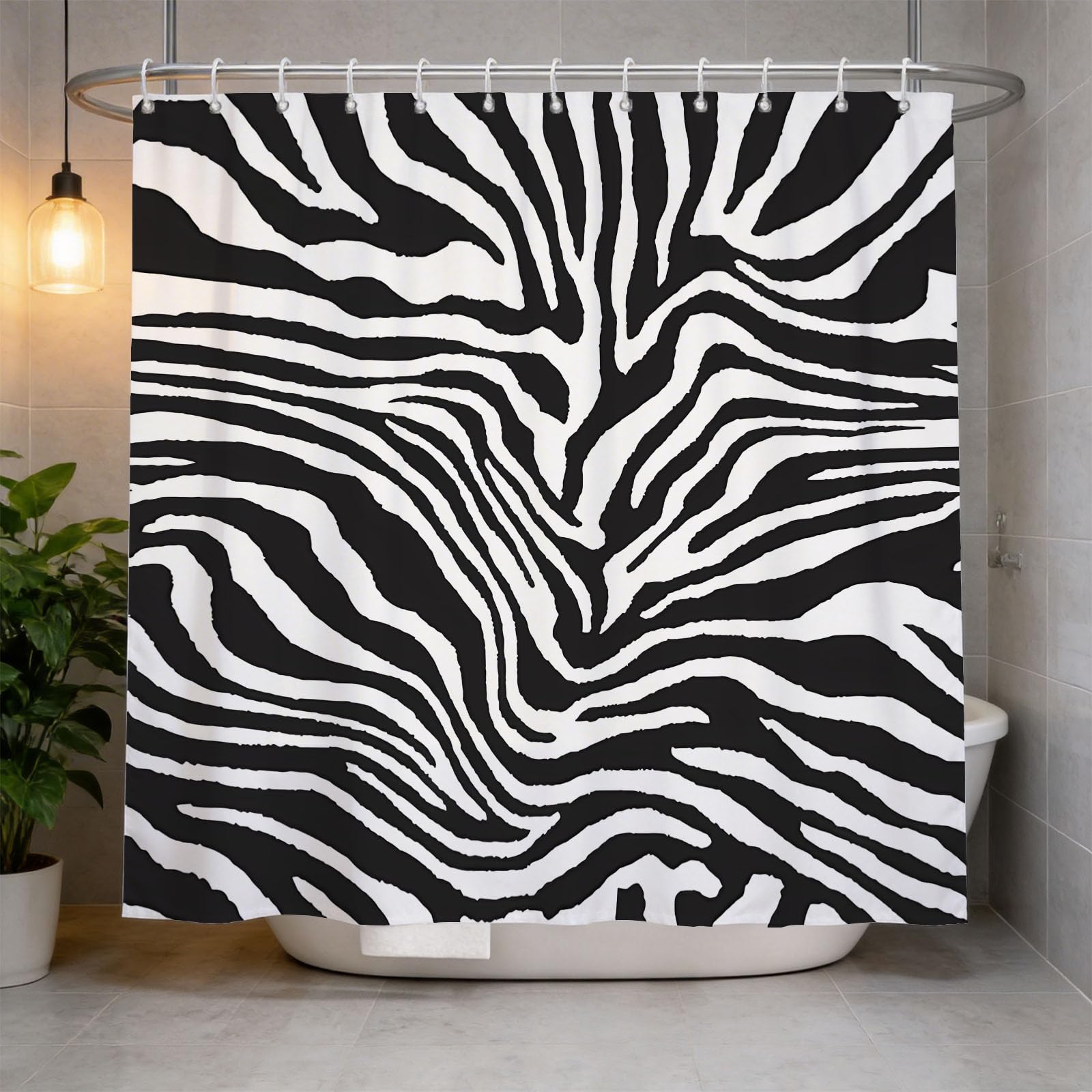 Hongduo 3D Stripes Shower Curtain for Stalls Bathtubs Simple Bathroom Decor Shower Curtain Set Polyester Fabric Waterproof 180x180cm/71X71 Inch with Hooks