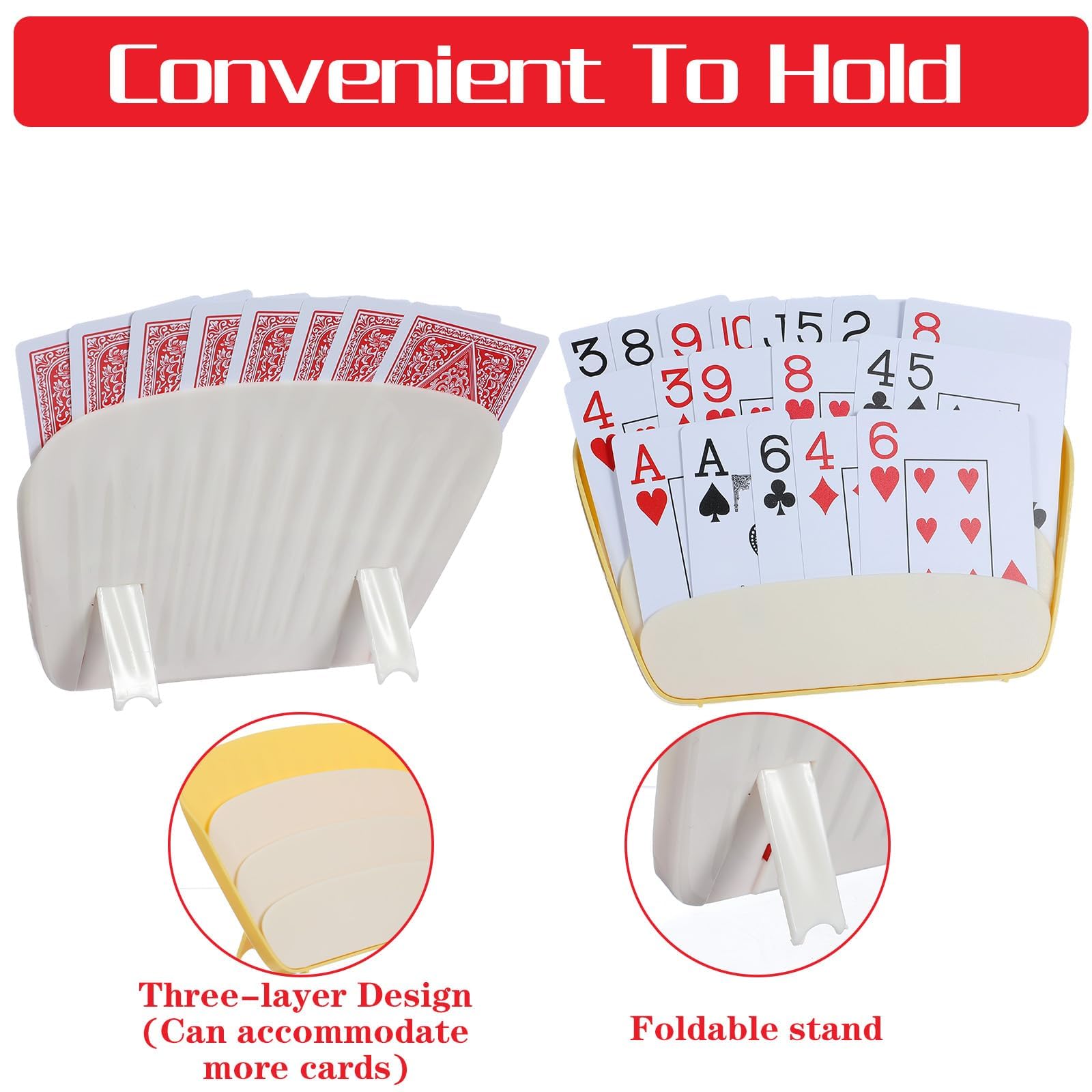 Tarini Playing Card Holder, Card Game Holder, 3-Layer Playing Card Holder - Hands-Free Poker Stand, Multi-Functional Card Rack for Adults ( Yellow) 1