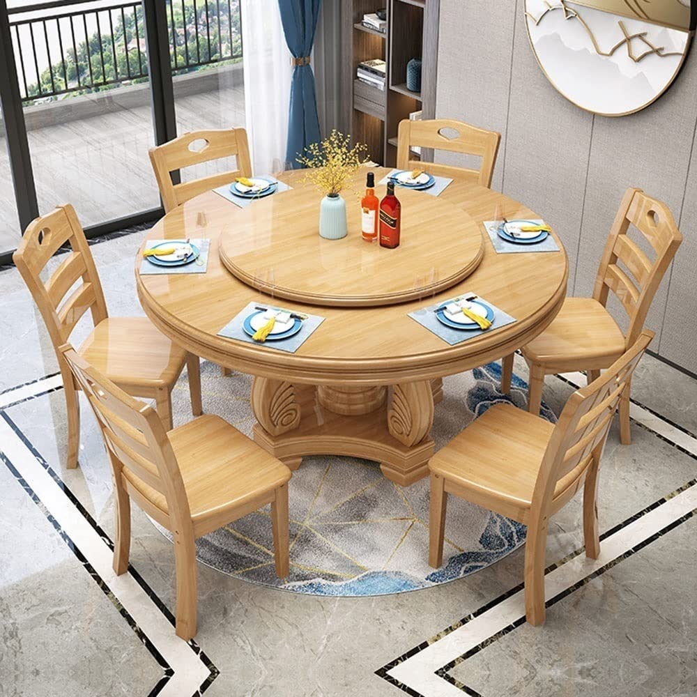 Duży gramofon Lazy Susan z litego drewna - 81 cm obrotowa taca do serwowania do kuchni, łatwa do czyszczenia okrągła płyta na blat, idealna do rozrywki i jadalni (kolor: C)