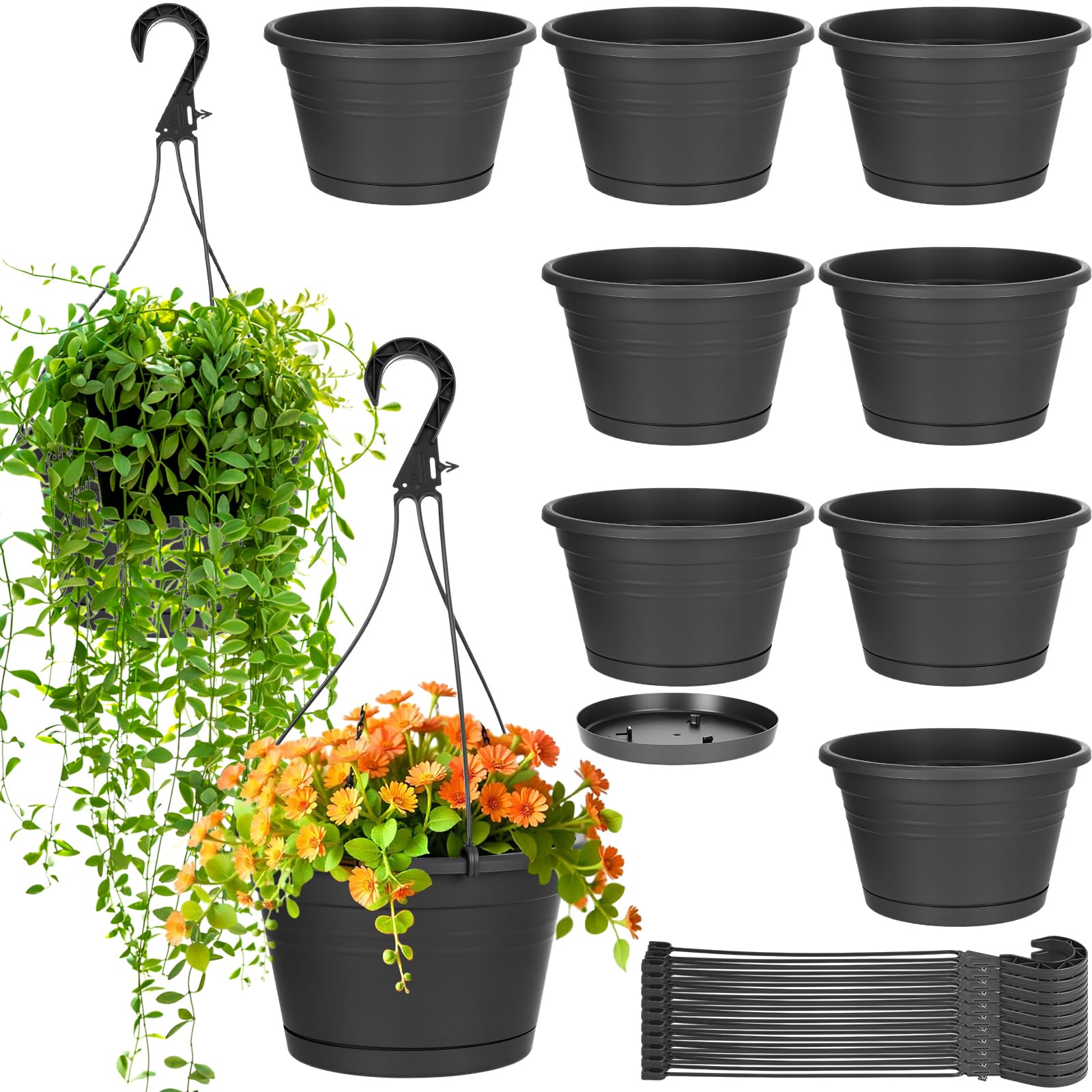 Amazon.com: Roshtia 10 Pcs 10 Inch Hanging Baskets for Plants Large Plastic Hanging  Basket Pots with Drainage Trays Self Watering Planter Pots for Outdoor  Indoor Plants Flowers Garden Balcony (Black) : Patio,