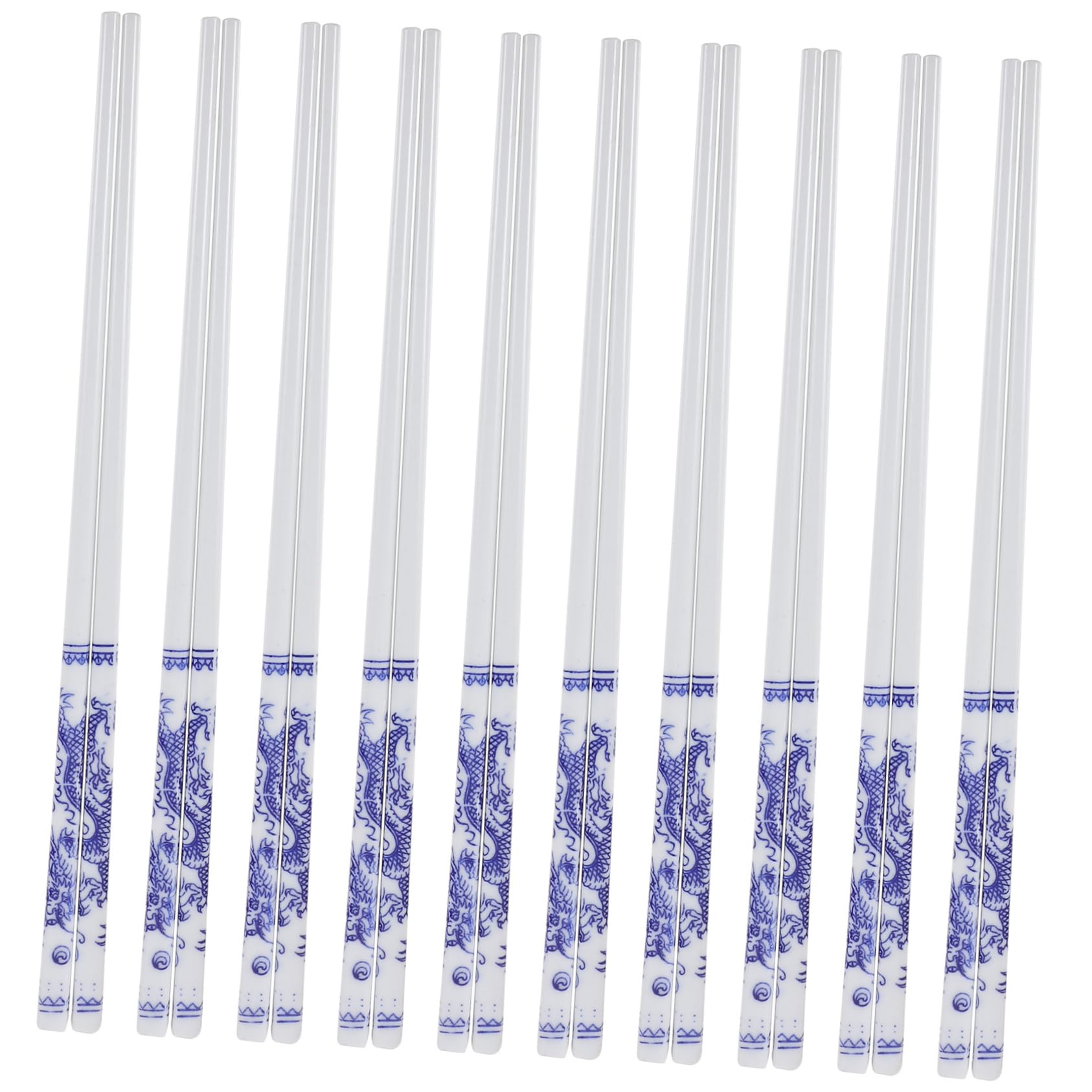 COLLBATH Essstäbchen Rundes Design aus Keramik mit Blau Weißem Porzellanmuster 10 Paar Hitzebeständig und Geruchsneutral für Zuhause und Chinesische Küche