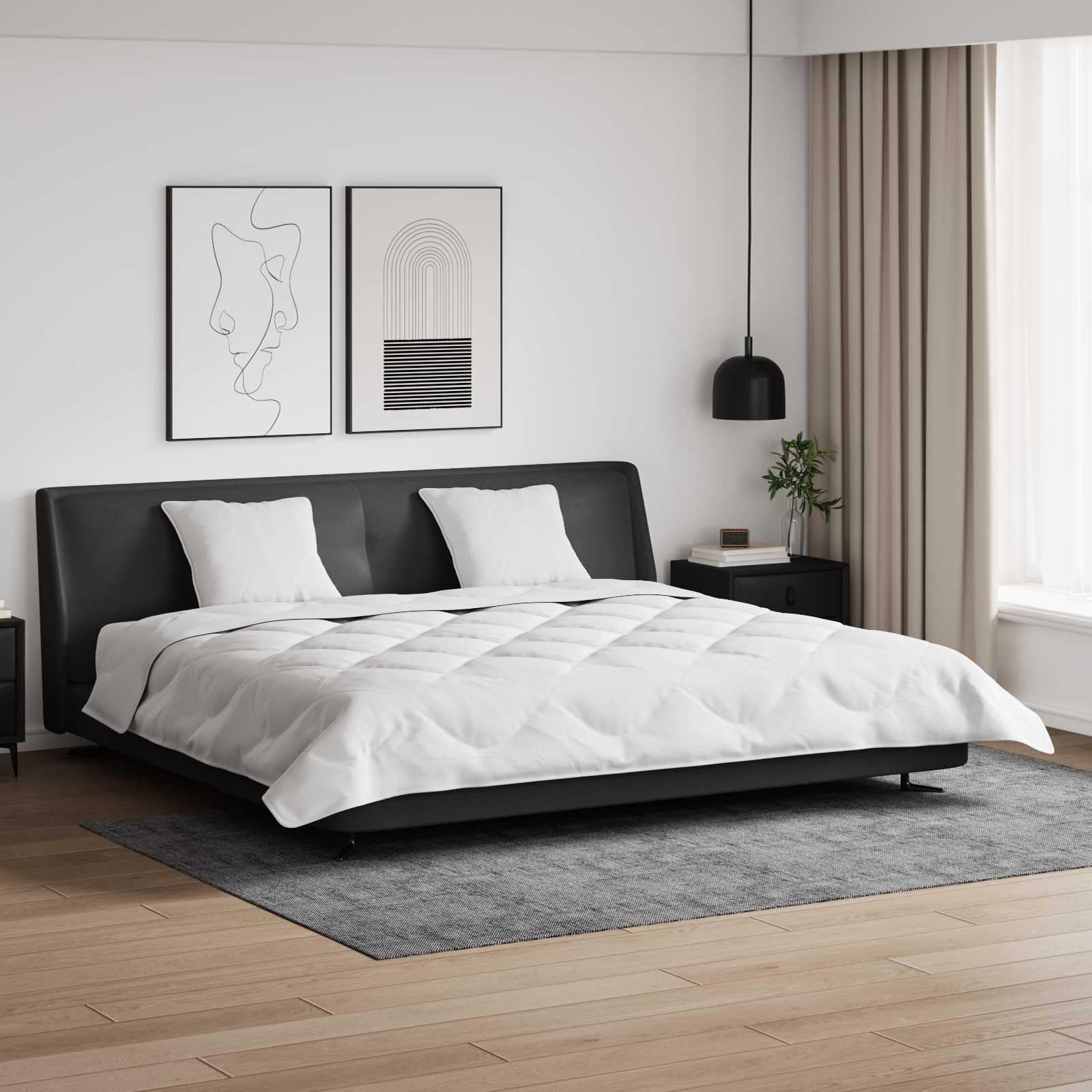 Zestaw kołder i poduszek, 3 sztuki, biały, 240 x 220 cm | Mikrofibra i gęsie pierze, pikowane, ciepłe, oddychające, można prać w pralce