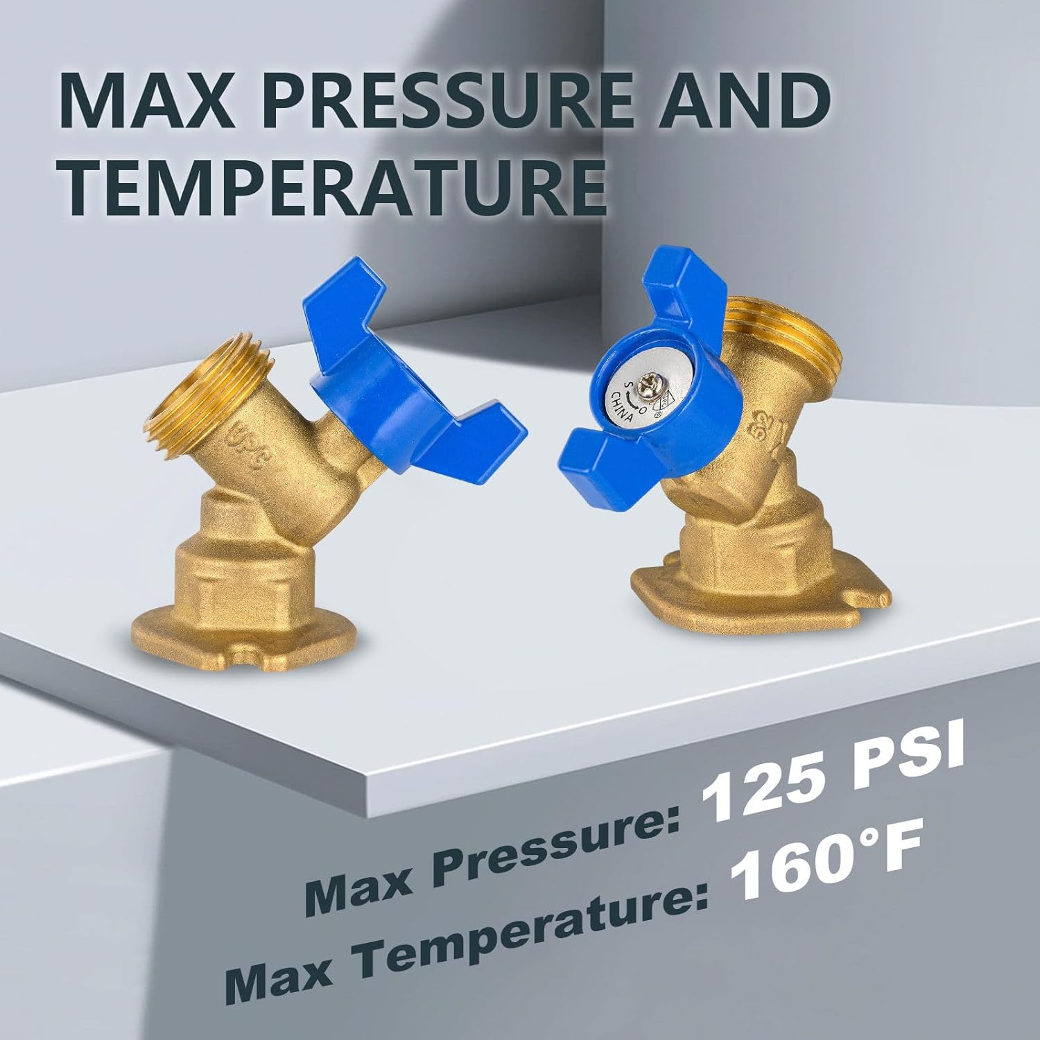 5 Pcs Hose Bibb Valve, 3/4" FIP x 3/4" MHT Brass Plumbing Fitting (Blue), for Garden and Outdoor Water Connection