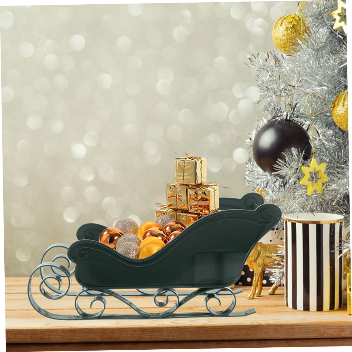 2pcs Christmas Sleigh Ornament Xmas Tree Hanging Decor