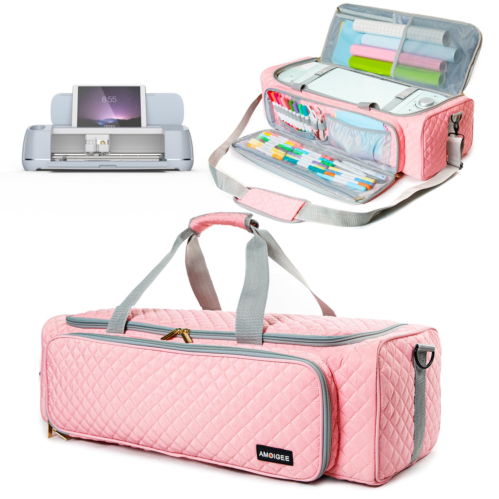 AMOIGEE Carrying Case for Cricut Maker 4/3, Explore 4/3/2 with Tool Pockets