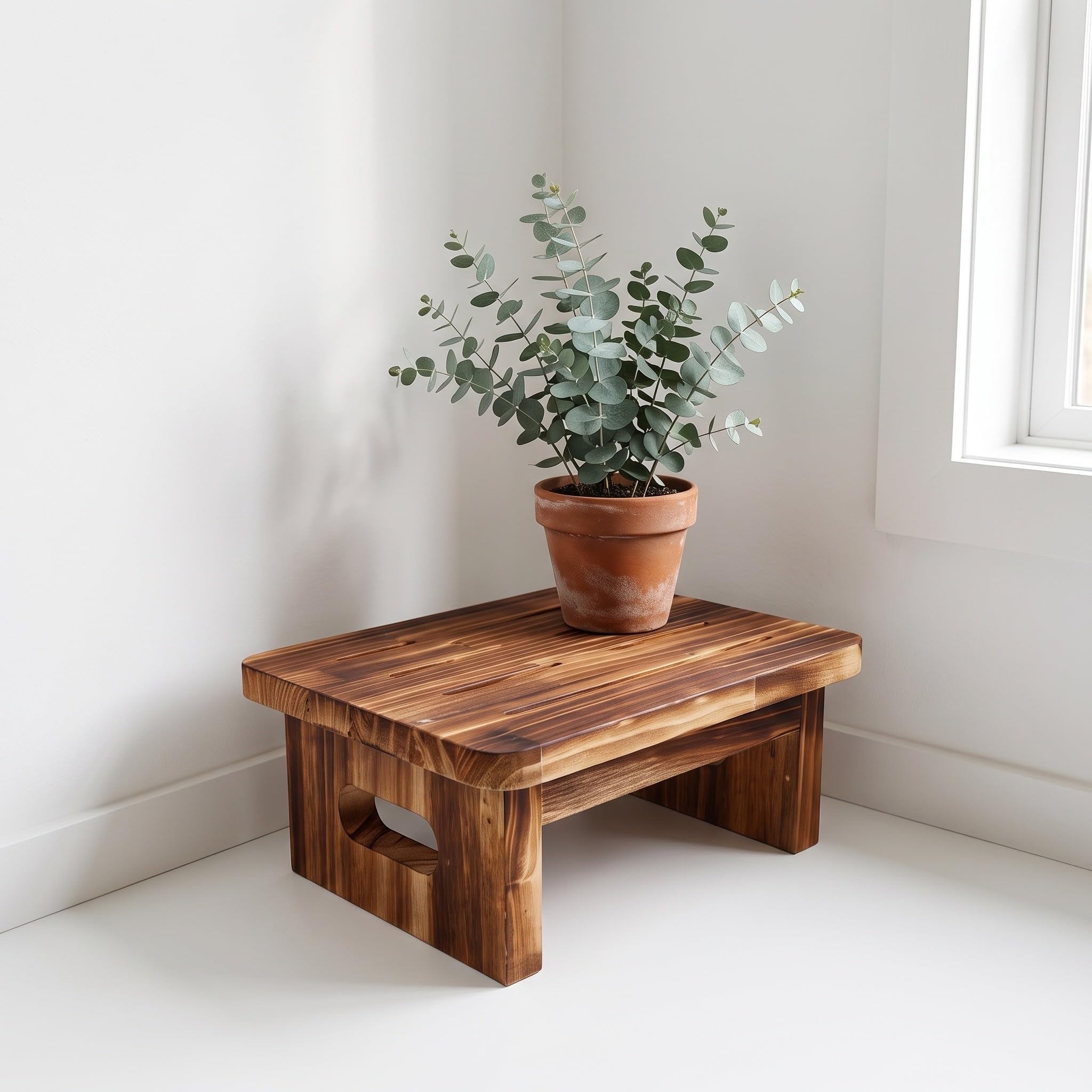 INOOMP Taburete Madera Marrón, Rectangular, para Baños y Dormitorios