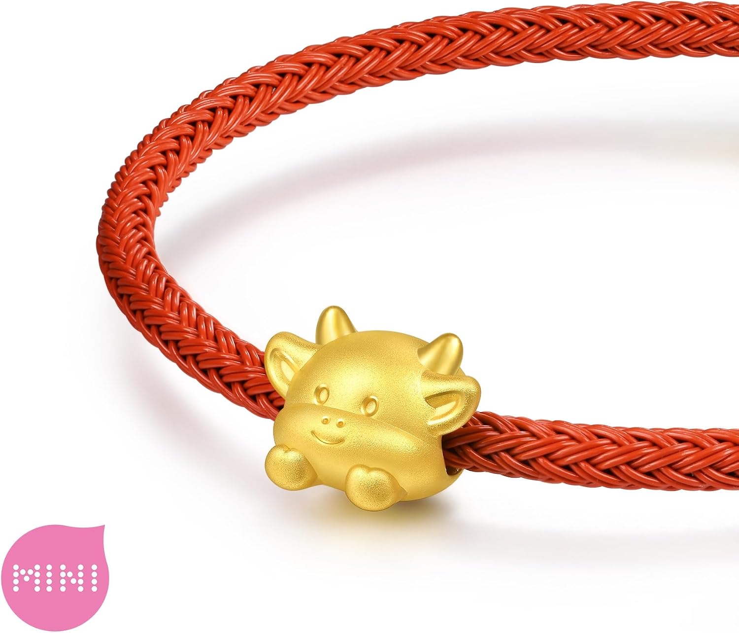 CHOW SANG SANG 999 Gold Charme Cute Adorable Mini Chinese Zodiac Ox Charm Bracelet for Women & Men 17cm 95960C