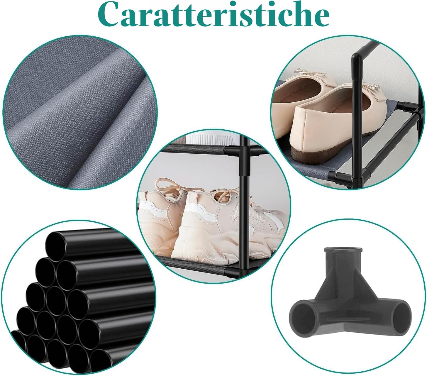 edihome, Scarpiera Slim, 10 Livelli, (33 x 33 x 173 cm), Organizzatore di scarpe, portascarpe alto e stretto, plastica, verticale, Show Rack (10 Livelli - L)