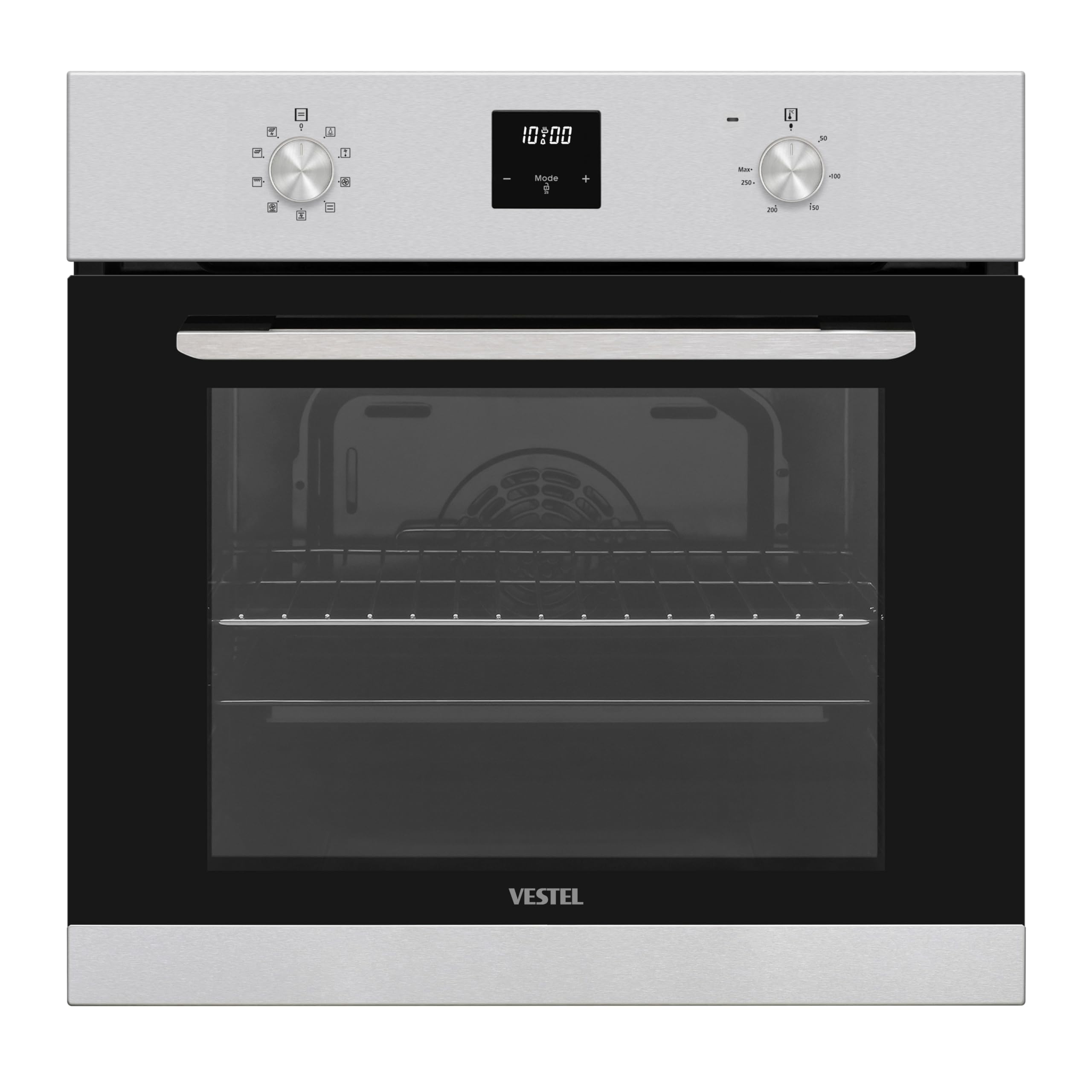 Vestel VEB9 - Einbaubackofen - mit Timer - autark - 9 Funktionen - 69 Liter - 2-fach Türverglasung - Edelstahlblende