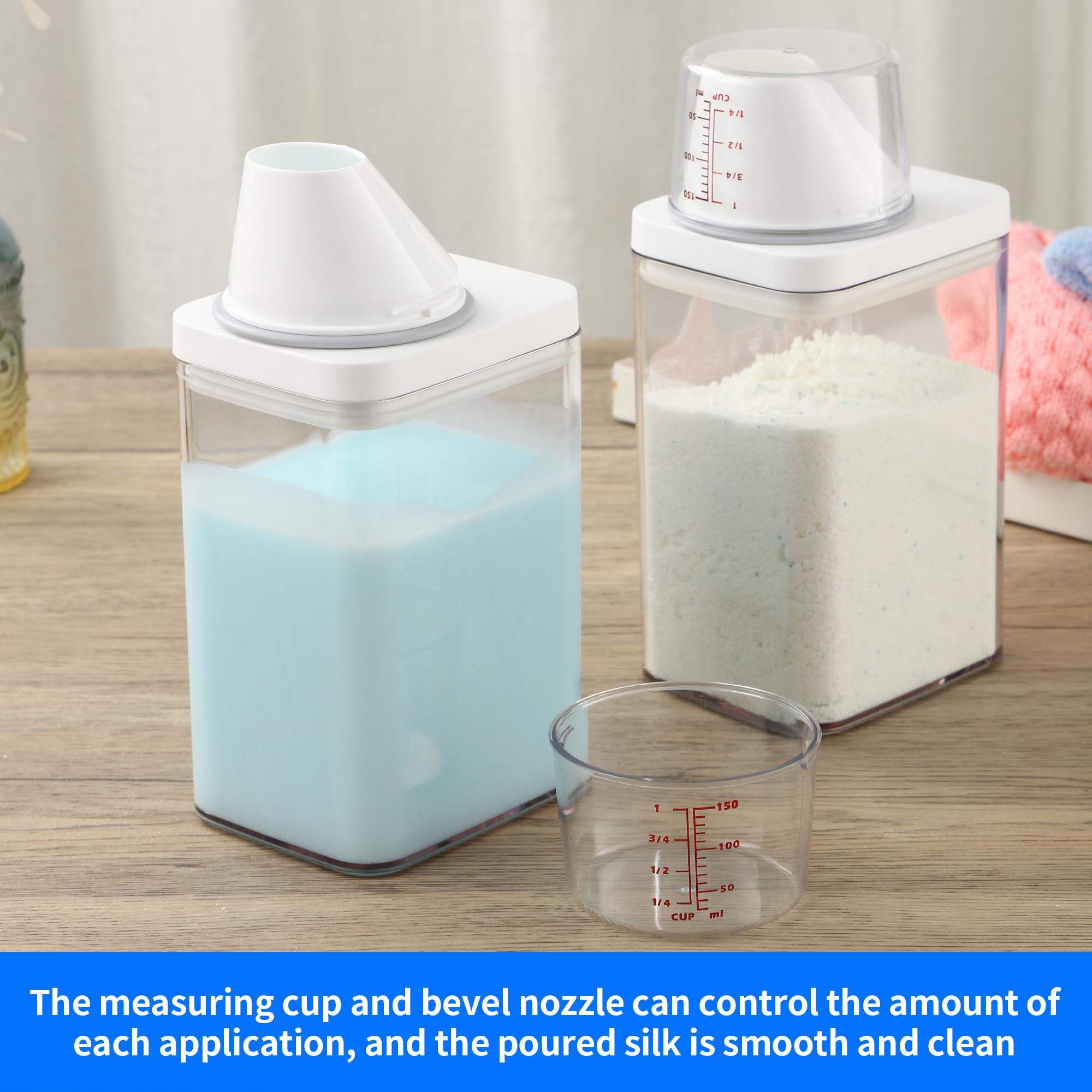 2 Pezzi 1100 ml Dispenser Detersivo Lavatrice,Dosatore Detersivo Lavatrice con Misurino, Contenitore per Detersivo in Polvere,Può essere utilizzato per conservare detersivi, riso, cereali, ecc