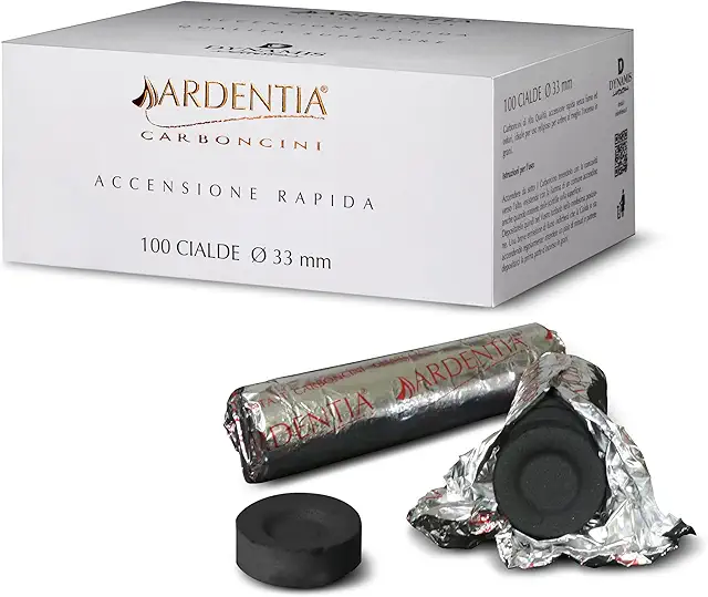 Carboncini Naturali per Incenso - 100 Pezzi da 33mm, Ideali per Grani e Resine