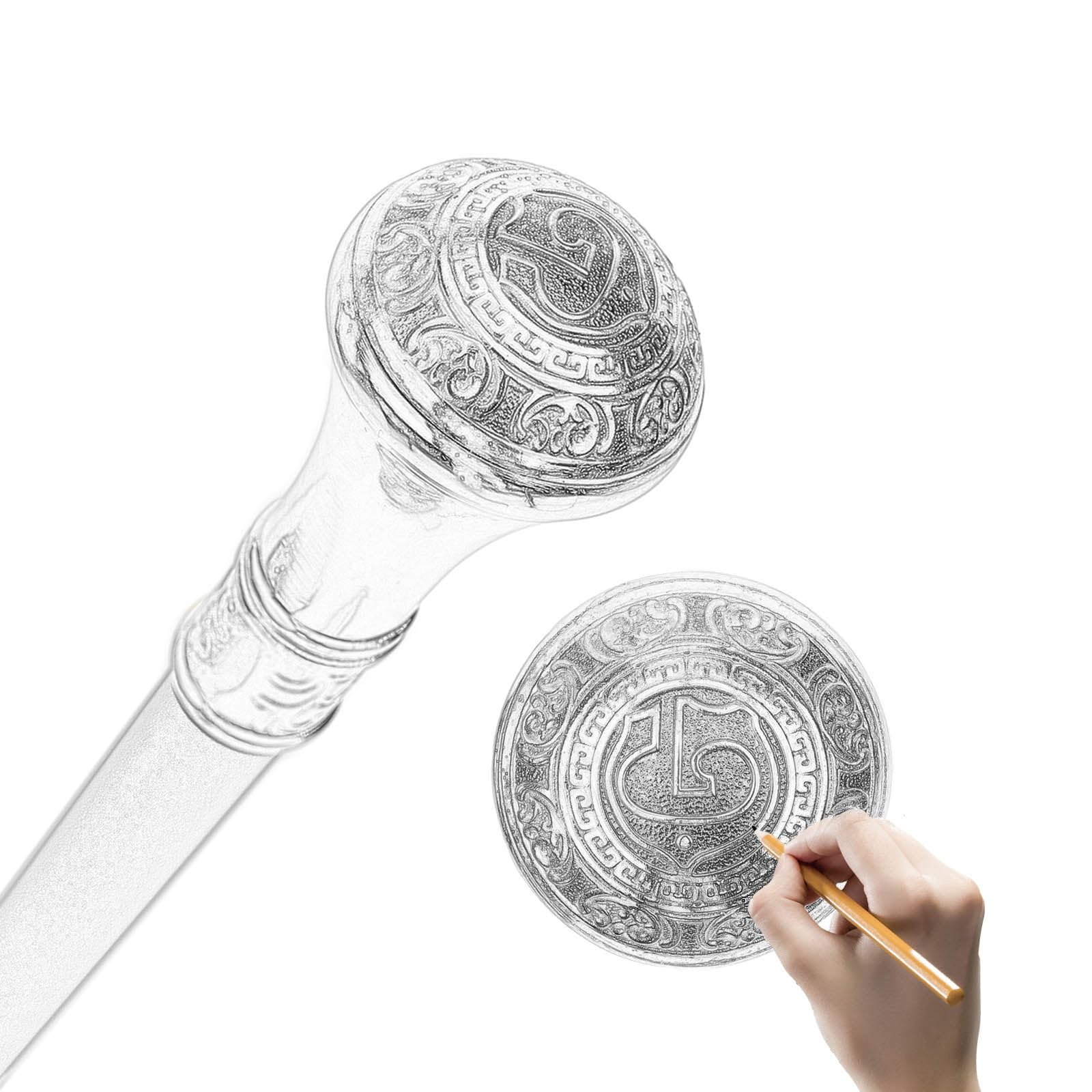 Bastón de Paseo con Círculo Dorado, Bastón de Lujo para Hombres y Mujeres, con Empuñadura Antideslizante Extraíble, para Cosplay y Fiestas 93 Cm