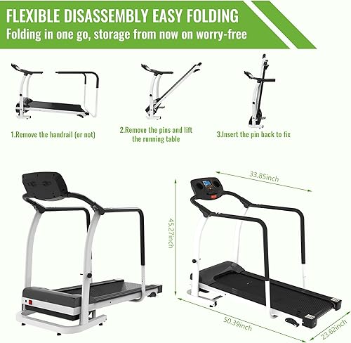 Miniatura 5 de Caminadora eléctrica plegable para entrenamiento  Recuperación en el hogar Fitness Entrenamiento Cinta de correr Monitor de frecuencia cardíaca