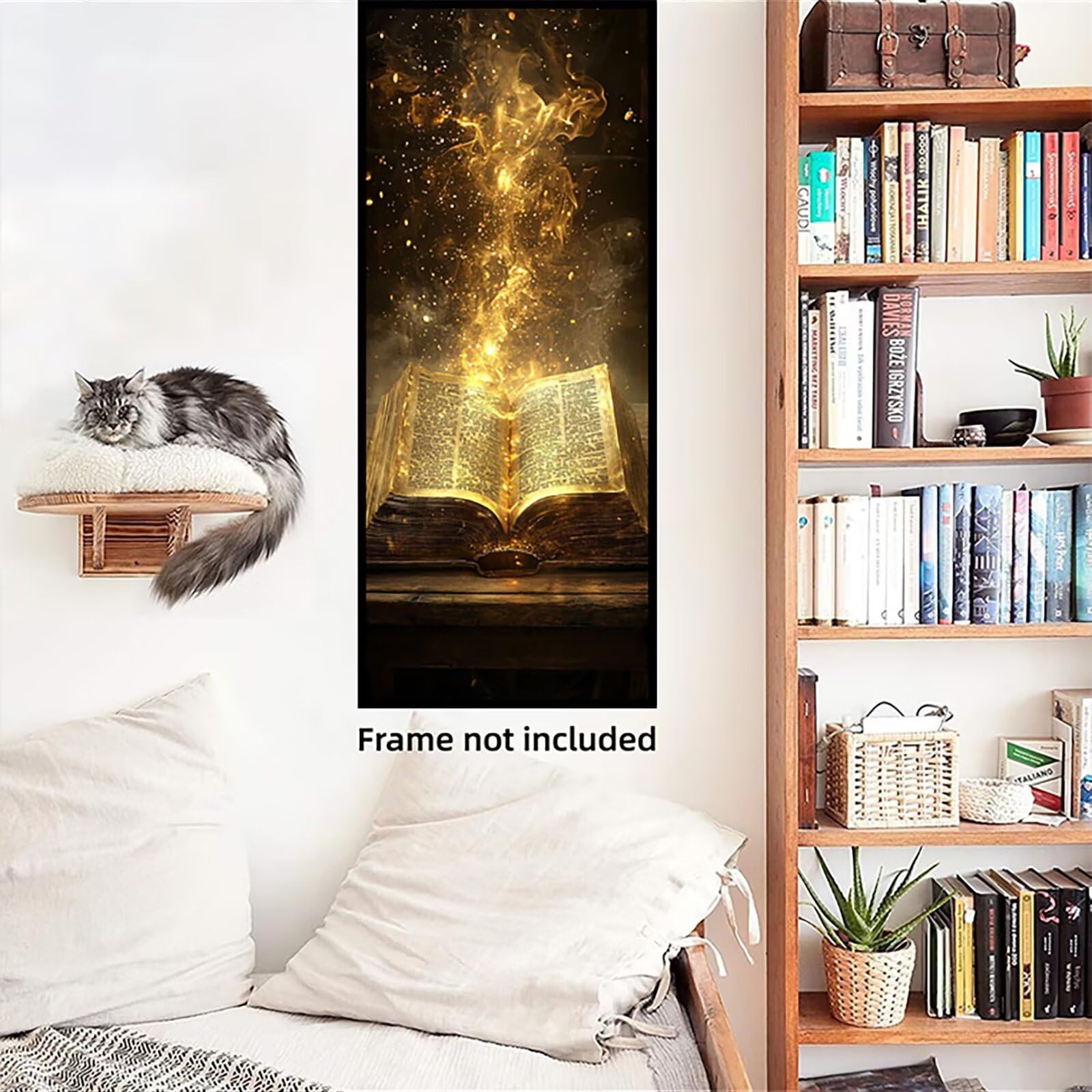 Malen Nach Zahlen 50x150cm Leinwand Feuer Malen Nach Zahlen Erwachsene mit Ohne Rahmen, DIY Kreativ Set für Erwachsene mit Pinseln und Acrylfarbe, Deko Das Zauberbuch Landschaft Geschenk, P0M-833