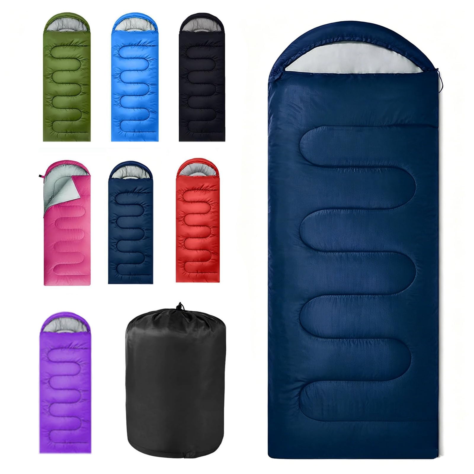 Sleeping Bag for Camping, for 3 Seasons, Comfortable Adult Blanket, Small Packed Size, Ultralight Carry Bag, Soft, Thick and Warm, for Outdoor Camping, Travel, Hiking (Dark blue)