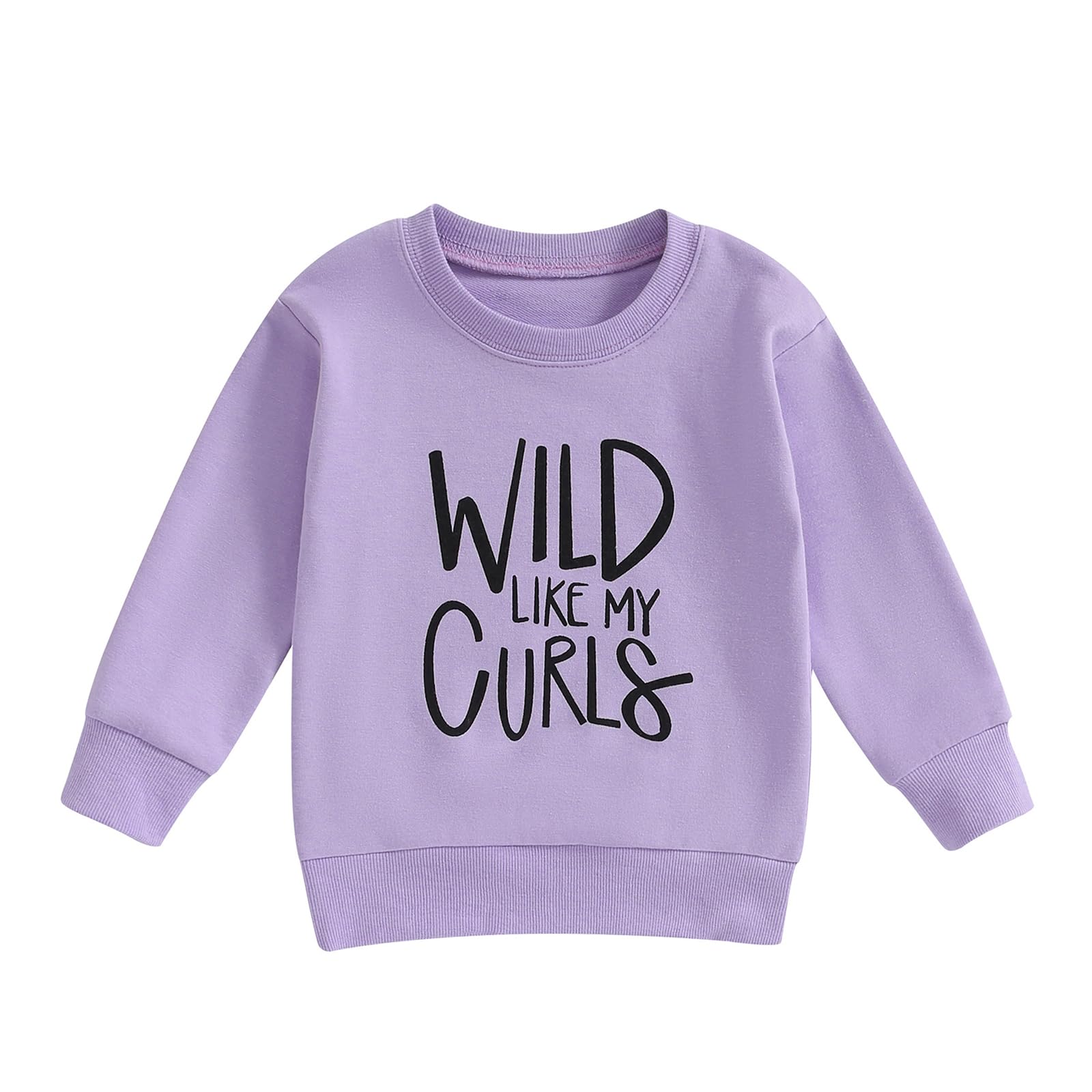 MERSARIPHY Toddler Baby Girl Sweatshirt WILD LIKE MY CURLS Pullover Sweatshirt Sweater Long Sleeve Tops Girl Fall Winter Clothes (Purple, 4-5T)