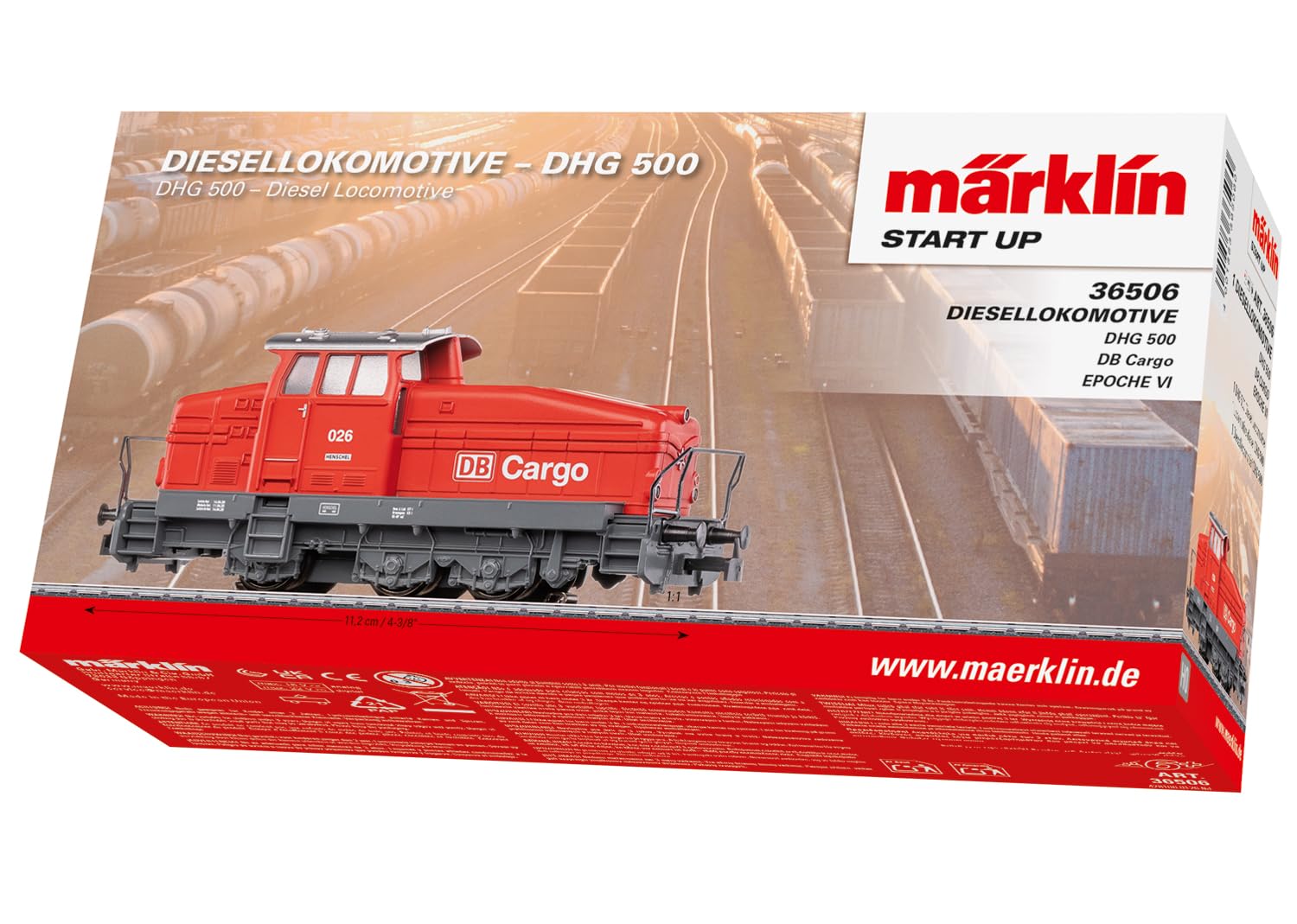 Märklin Start up 36506 H0 Diesellokomotive DHG 500 DB Cargo Epoche VI – Digital-Decoder, Sound, Dreilicht-Spitzensignal, robuste Rangierlok, ab 6 Jahren
