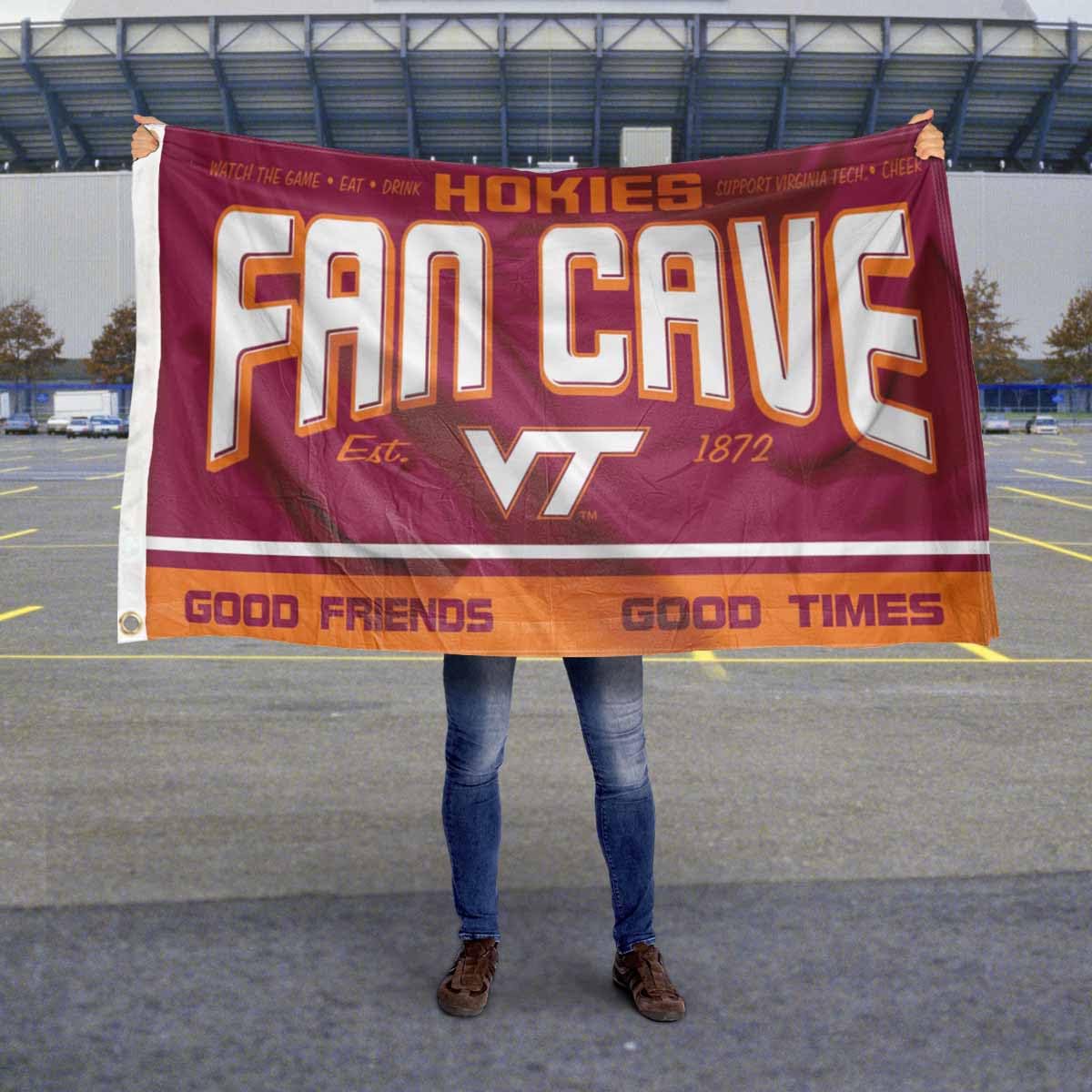 Virginia Tech Hokies Man Cave Banner Flag - 3x5 Ft Polyester Fan Cave Wall Banner With Grommets