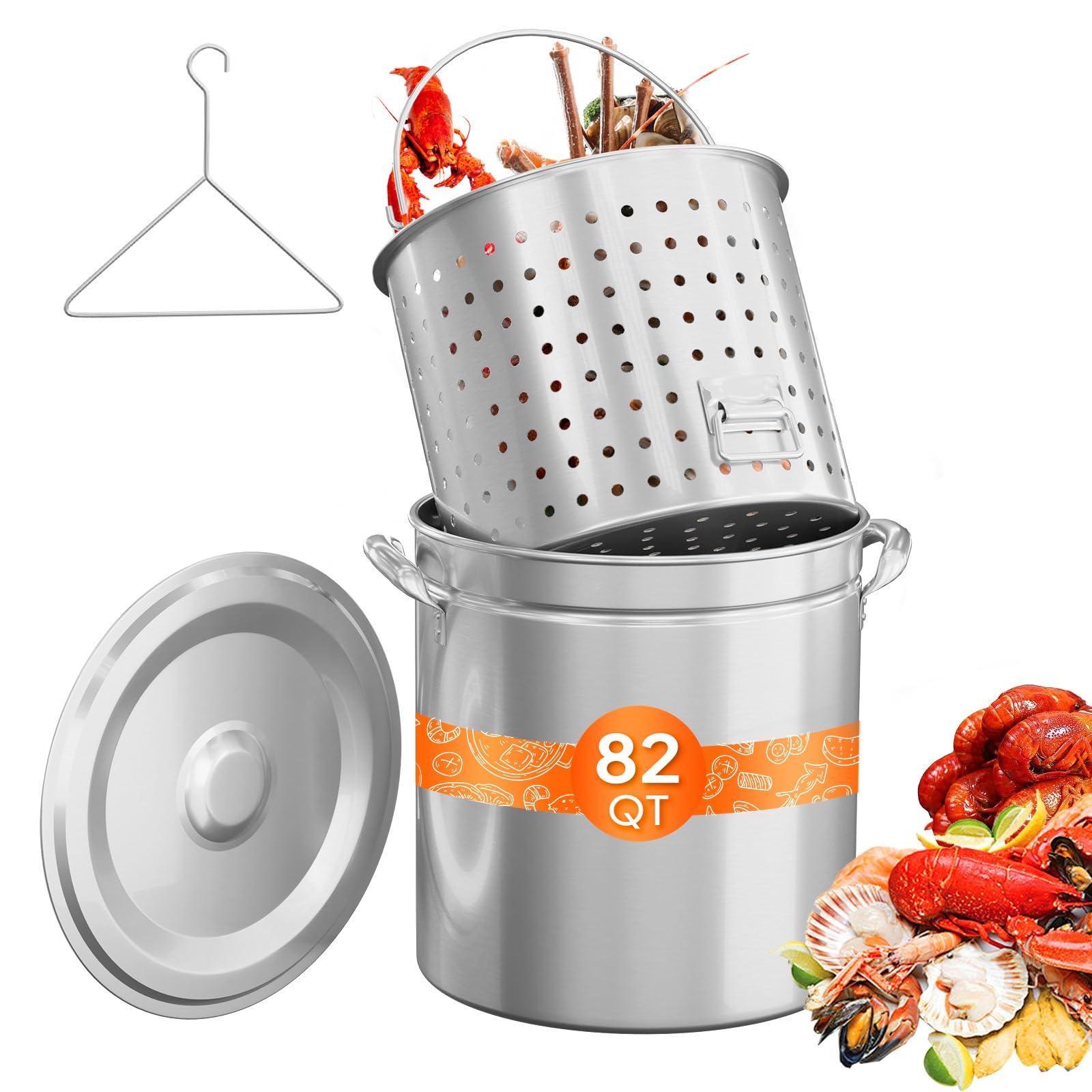 ROVSUN 82-quart stainless seafood boil pot with strainer basket and lid