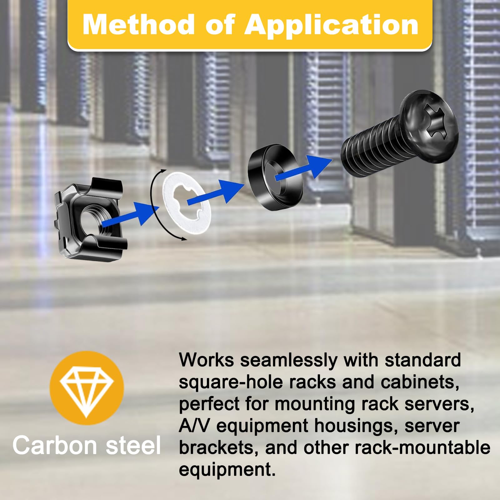 Snapklik.com : Jyphorixal 45-Pack M6 X 16mm Rack Mount Cage Nuts ...