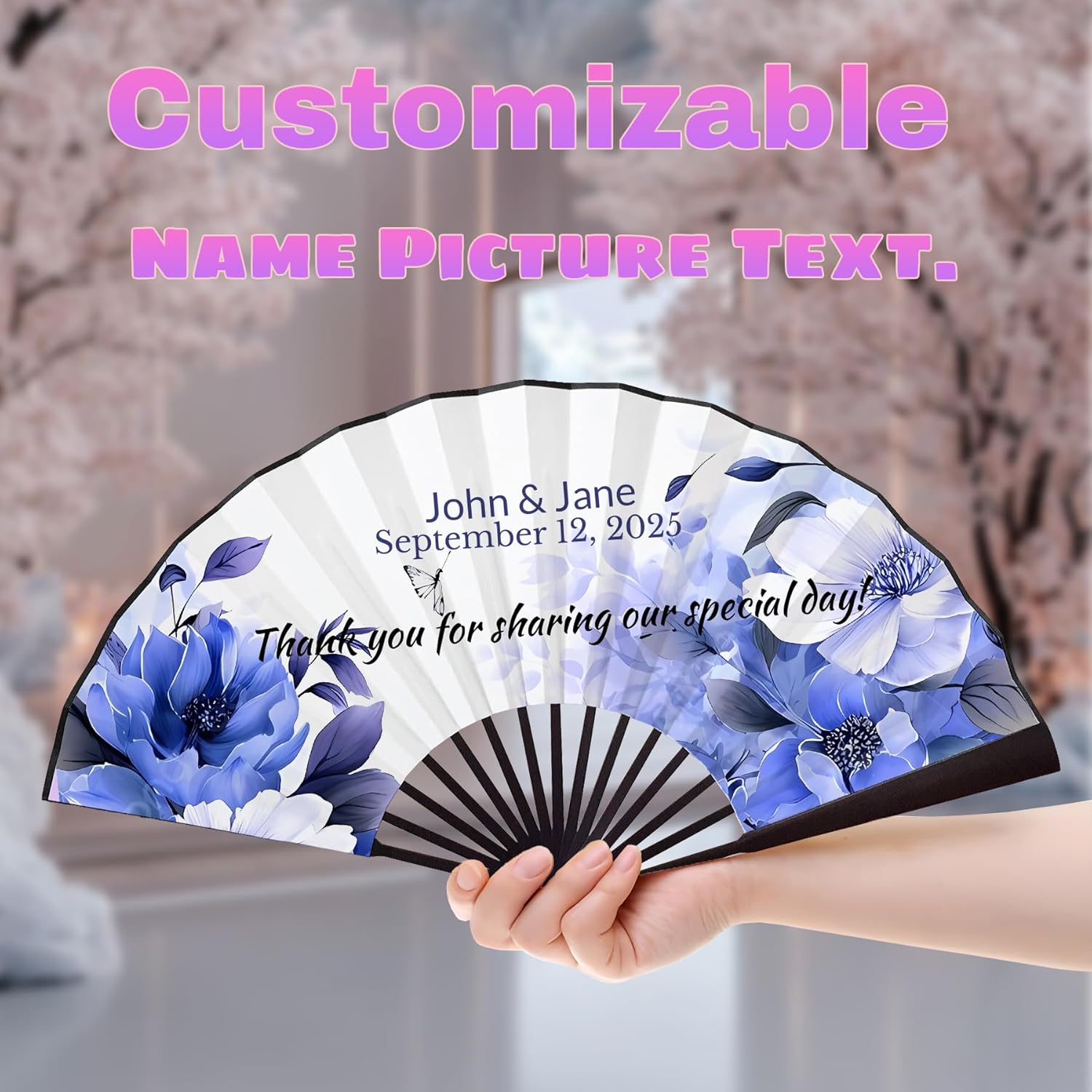 Custom Line Dance Popping Fan with Photos & Text - Personalized Decorative Folding Hand Fan for Dance Parties, Weddings, Clubs & Trail Rides | Portable Clack Fans for Women with Logo Engraving (10)