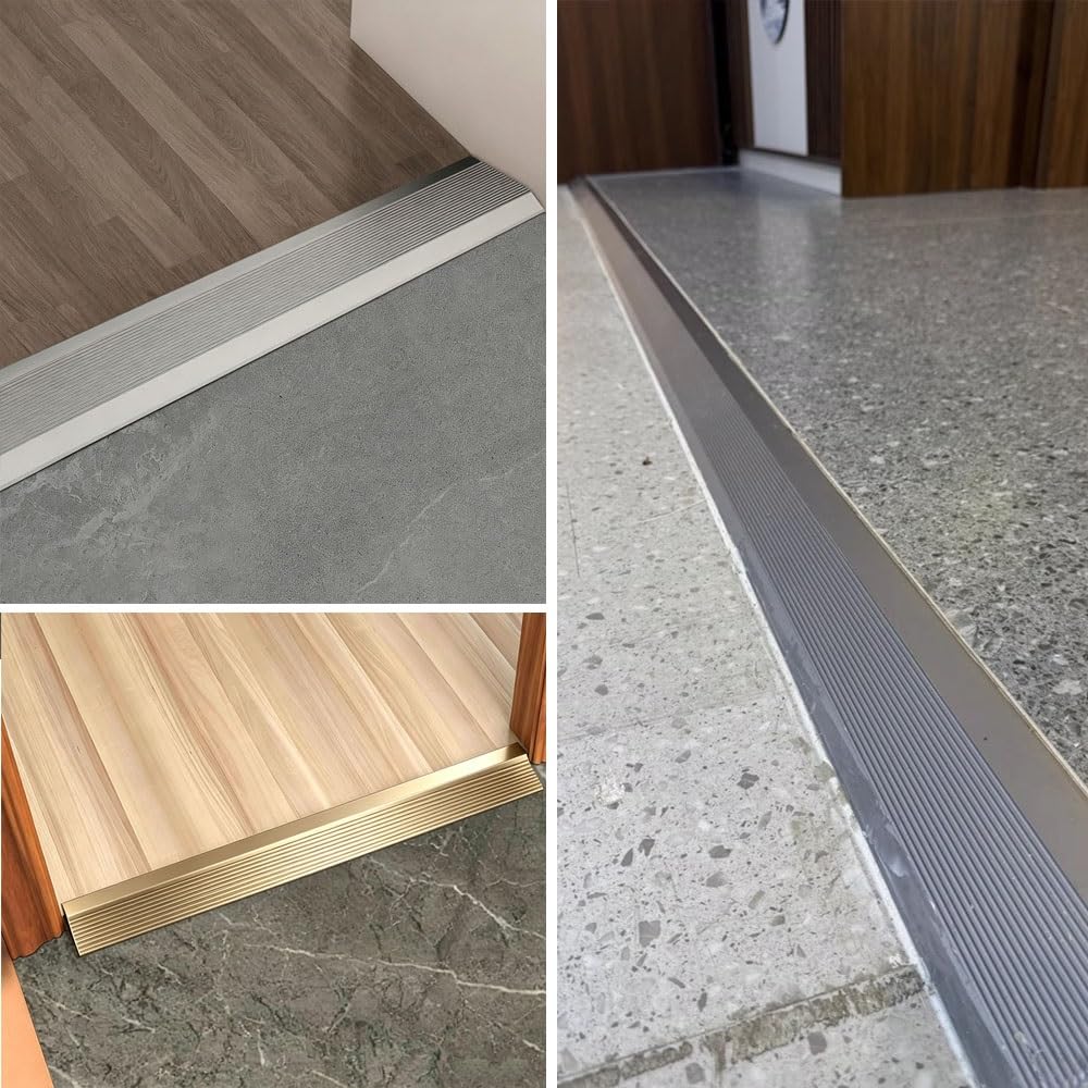 Alluminio Striscia Di Transizione Soglia Riduttore Per Pavimento | Striscia Di Transizione Per Pavimenti Per Avimento Ineguale, Profilo Di Regolazione Per Soglie(Silver,40in(100cm))