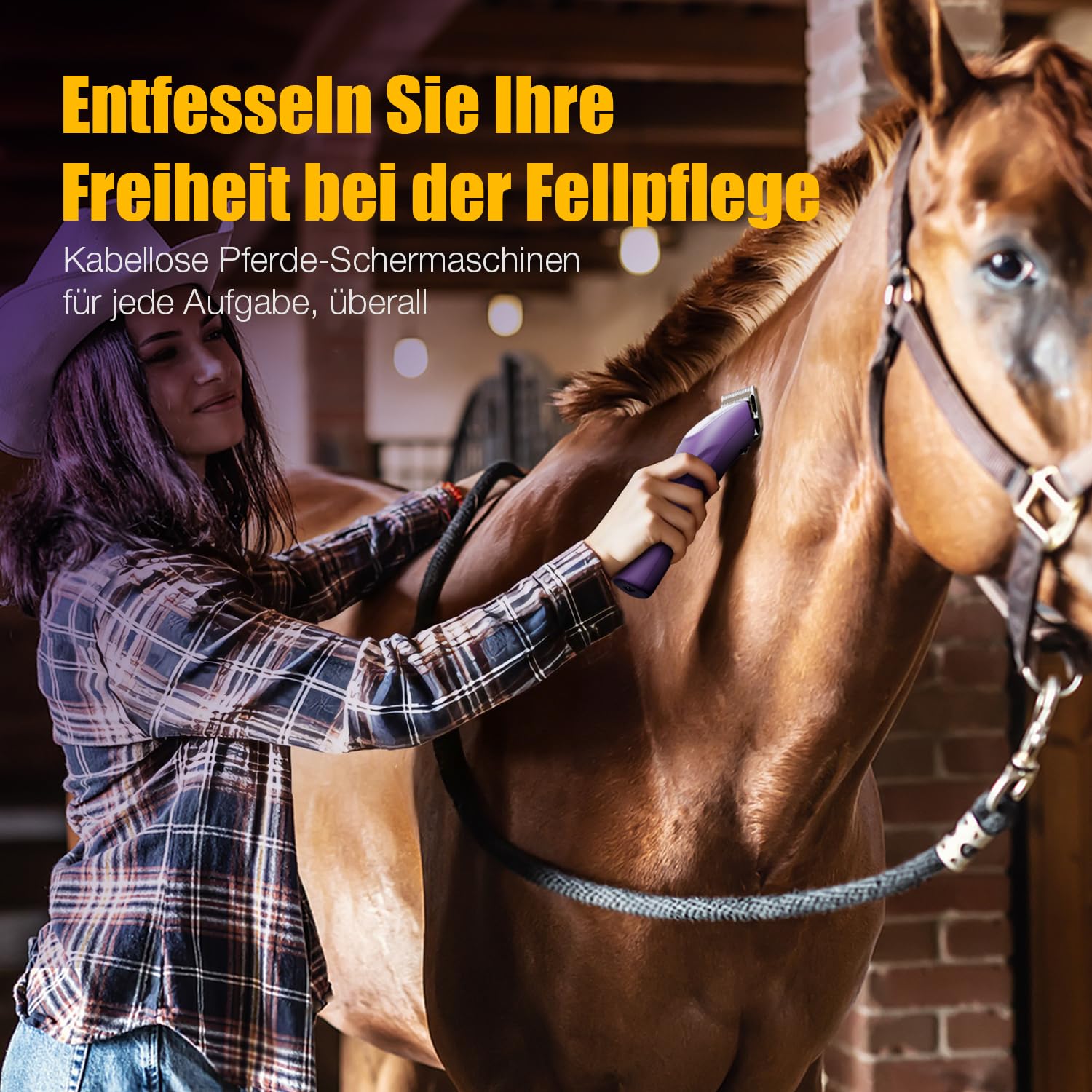Kabelloses Schermaschine Pferd,2 Geschwindigkeits Ergonomisches Design Leise Schermaschine für Pferde A5 Klinge für Dickes und Verfilztes Haar geeignet für Dicke Pferdhaare