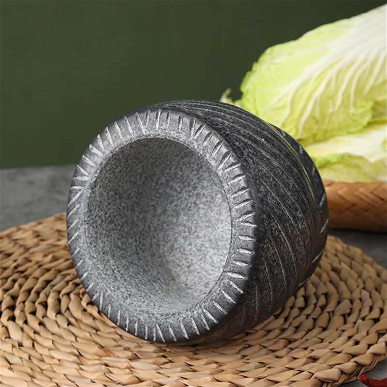 Pratico Set di mortaio e pestello in granito pesante for spezie, condimenti, paste, pesto
