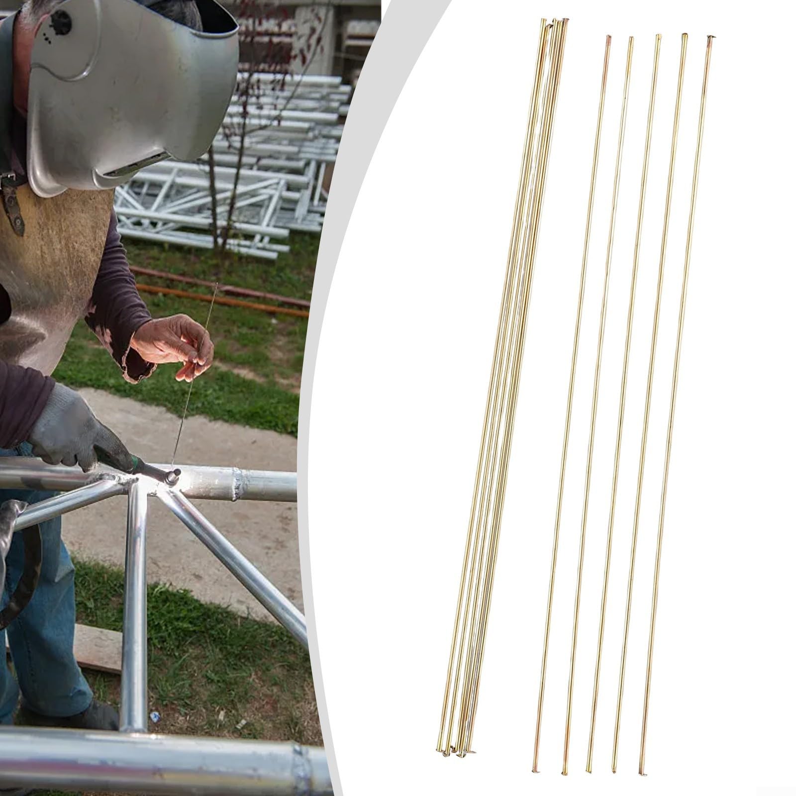 10Pcs 1.6mm X 250mm Brass Welding Rods, Brass Solid Round Rod Lathe Bar Stock, Tin Bronze Brazing Rod Solid Round Brass Rod Suitable For Various Brazing Applications