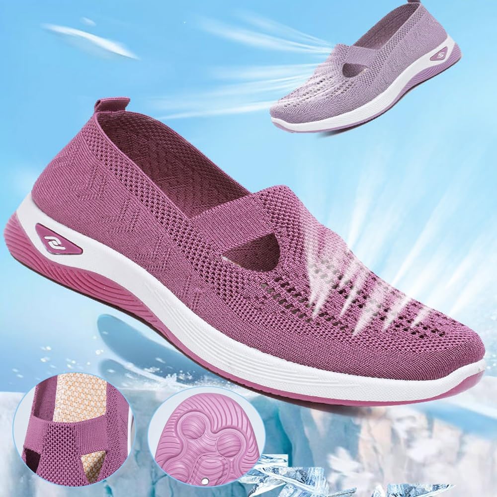 Damen Slip-On Sneaker Mit Fußgewölbe Unterstützung - Orthopädische Webstoff Schuhe Für Alltag & Outdoor