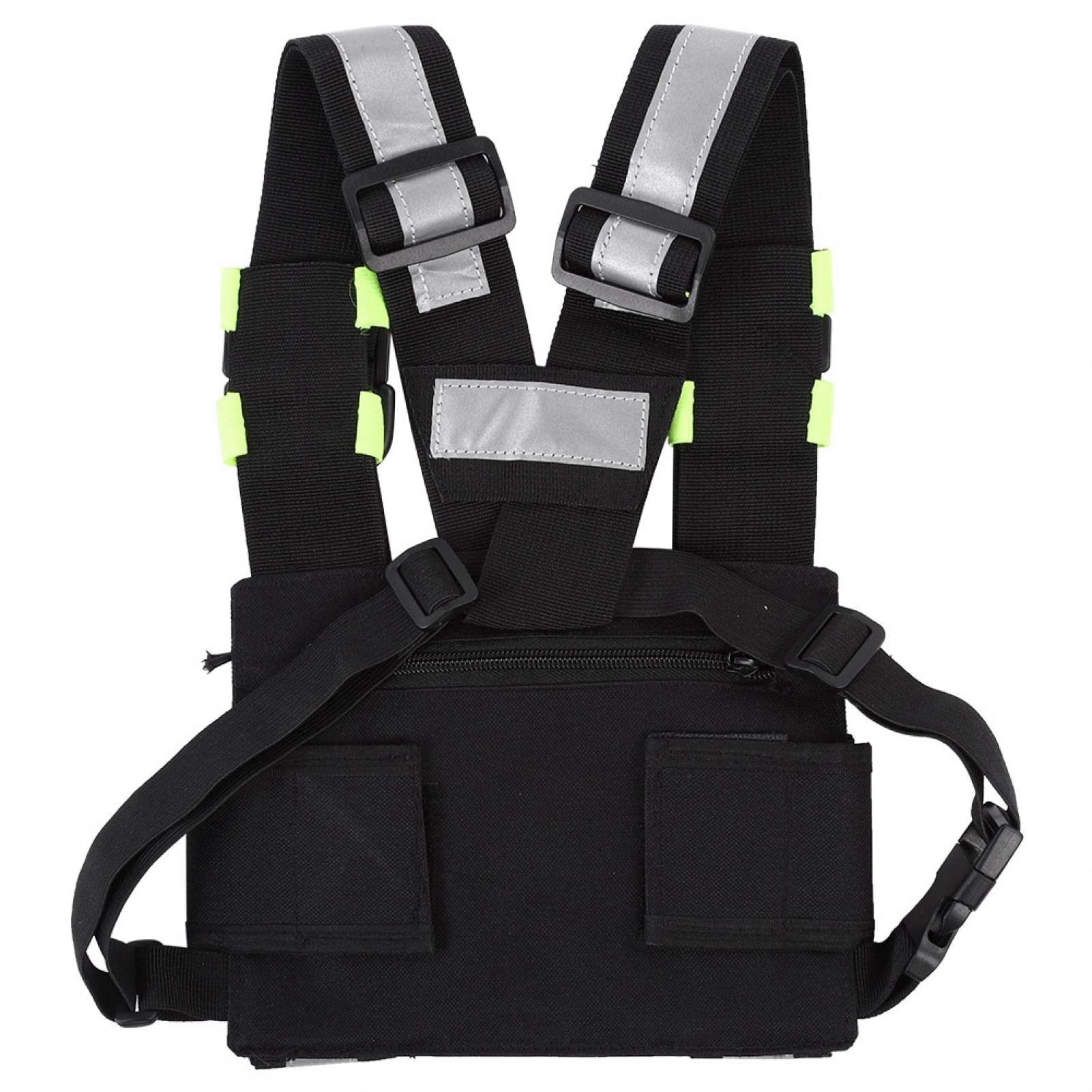 Gilet walkie-talkie, confezione imbracatura pettorale, confezione frontale imbracatura pettorale, imbracatura tattica riflettente gialla TYT Radio Confezione frontale gilet borsa pettorale per walkie-
