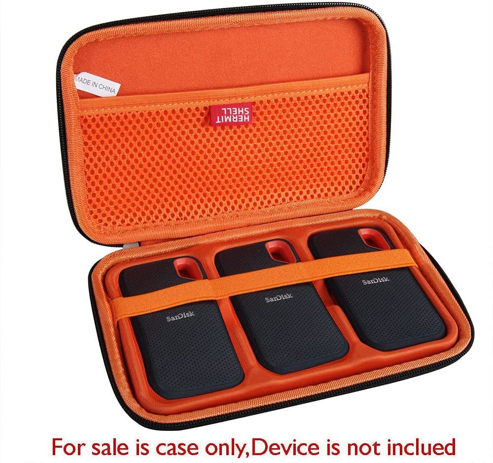 Hermitshell - Custodia rigida da viaggio per SSD portatile SanDisk 500 GB / 250 GB / 1 TB / 2 TB (custodia per 3 hard disk)
