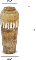 Vista 2 de Mela Artisans Jarrón de madera de mango de 12 pulgadas Florero decorativo de madera Casa rústica Blanco lavado natural Centro de mesa