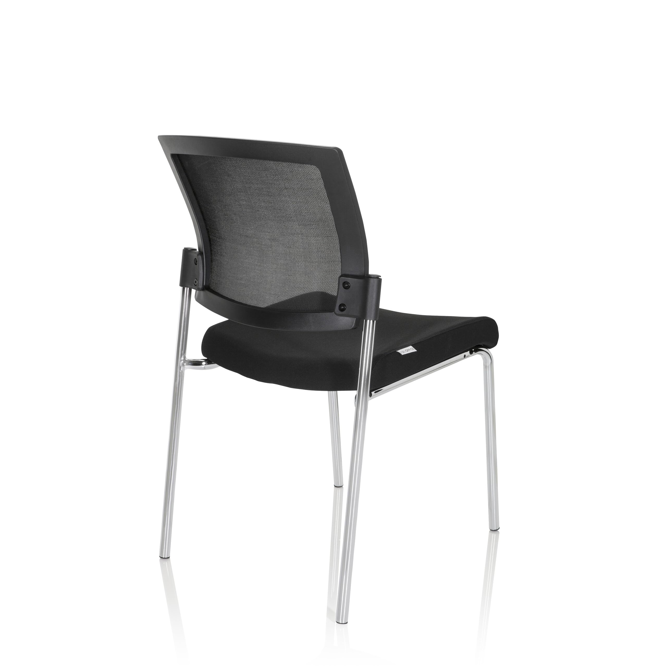 hjh OFFICE 820021 Siège Visiteur K9 V Tissu/Filet Noir/Chrome Siège de conférence pouvant Supporter jusqu'à 180 kg, Assise rembourrée, empilable