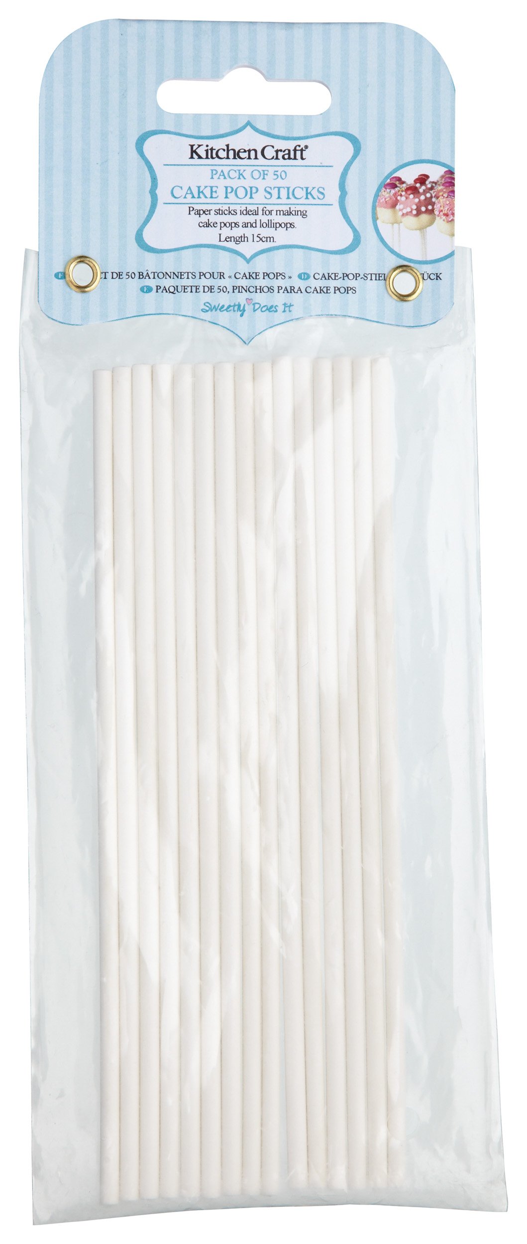 Sweetly Does It Cake Pop Sticks - Large, Pack of Fifty, Bagged with Header Card