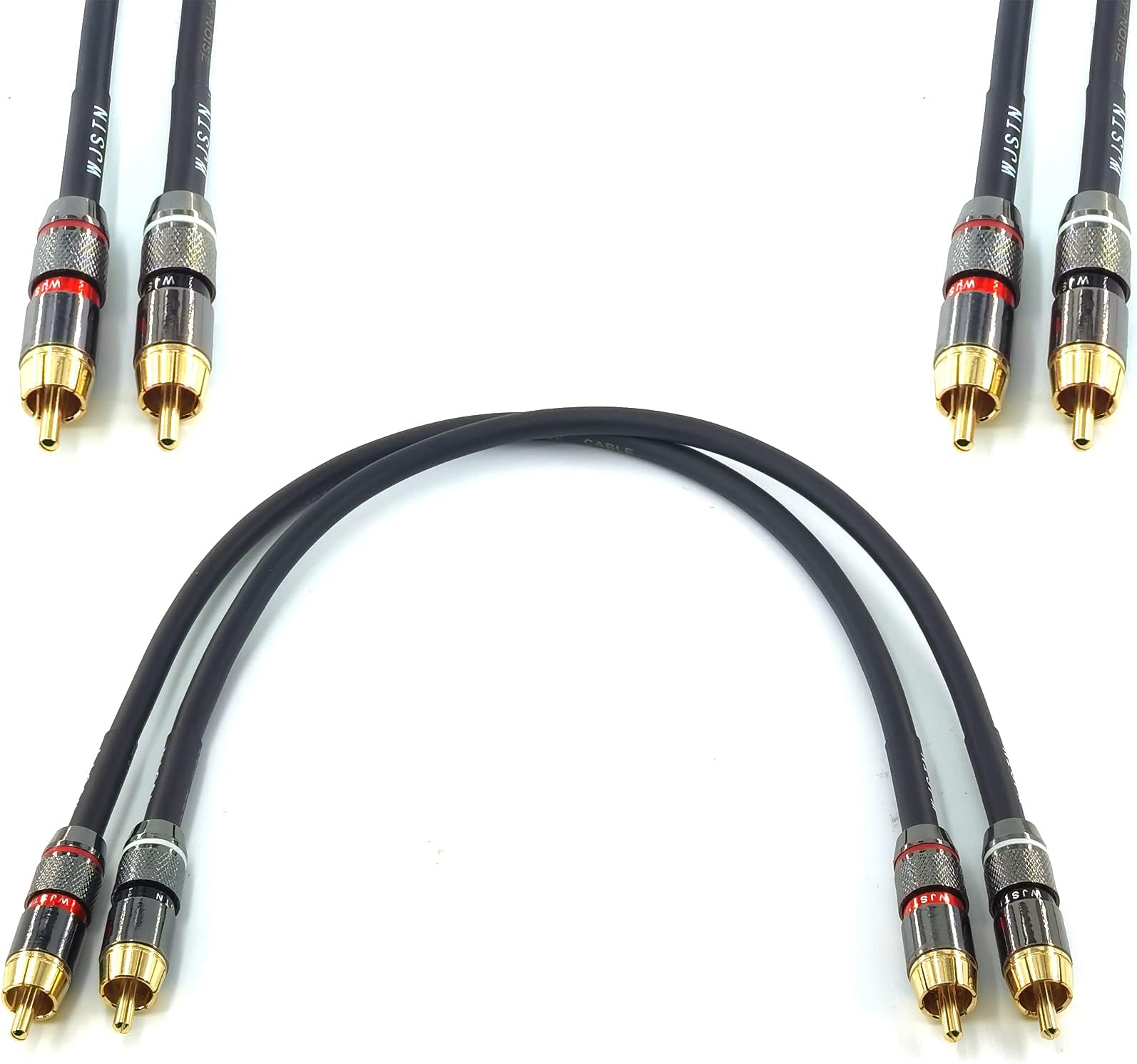 RCA to RCA Cable 1ft Stereo Audio Cable,1rca Male to 1rca Male Cable Short Apply to with Speaker, AMP, Turntable, Receiver, Home Theater, Subwoofer, Double Shielded 2Pack.